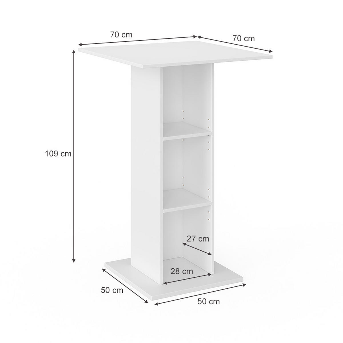 BARTISCH Rodeo Weiß 70 x 70 cm - Weiß, Holzwerkstoff (70/109/70cm) - Vicco