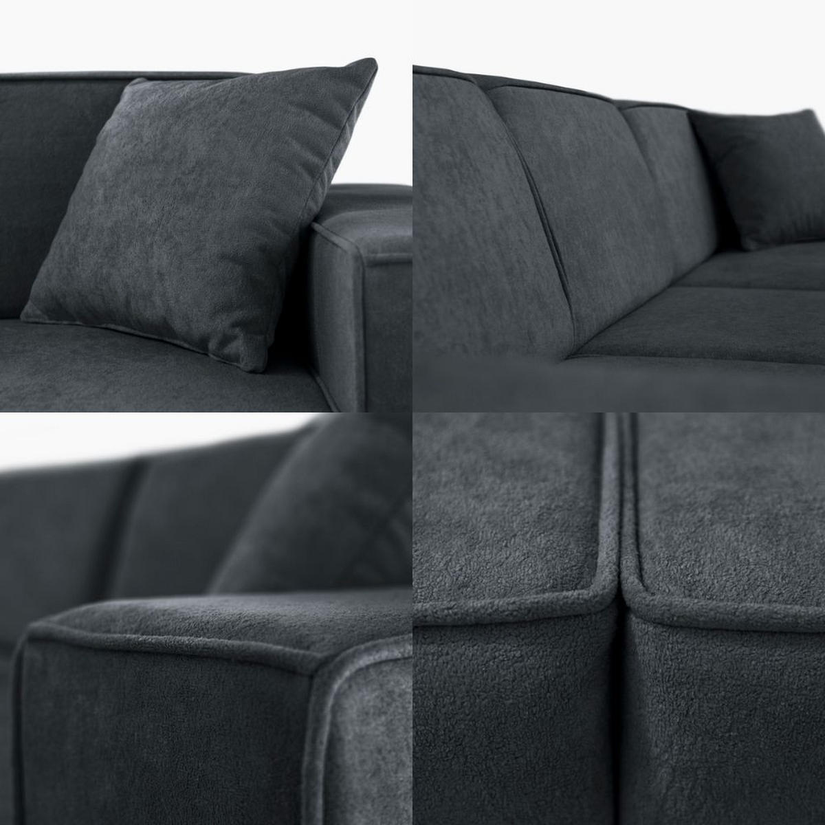 ECKSCHLAFSOFA mit Schlaffunktion Pedro L dunkelgrau rechts - Dunkelgrau/Schwarz, Kunststoff/Textil (267/160cm) - Beautysofa