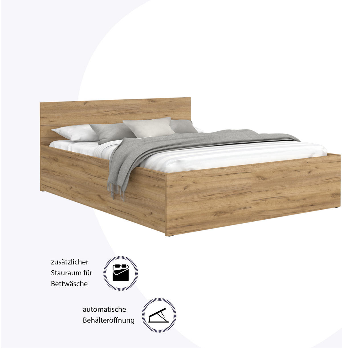DOPPELBETT Sydney LUX 140x200 cm, Eichenfarbe - Braun, Textil (140/200cm) - Fedve