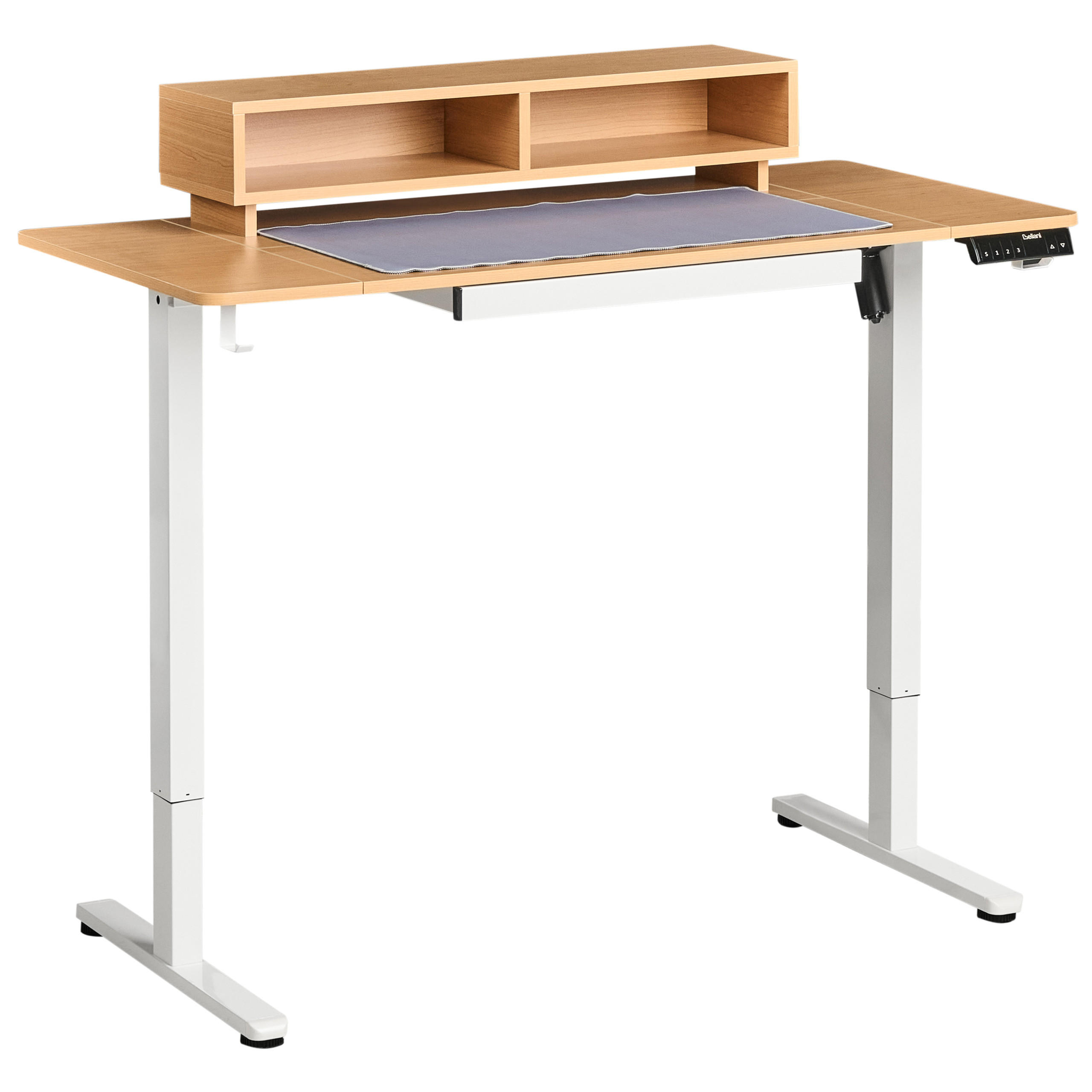 Beliani Schreibtisch Hellbraun, Braun, Weiß 120x88x60 cm