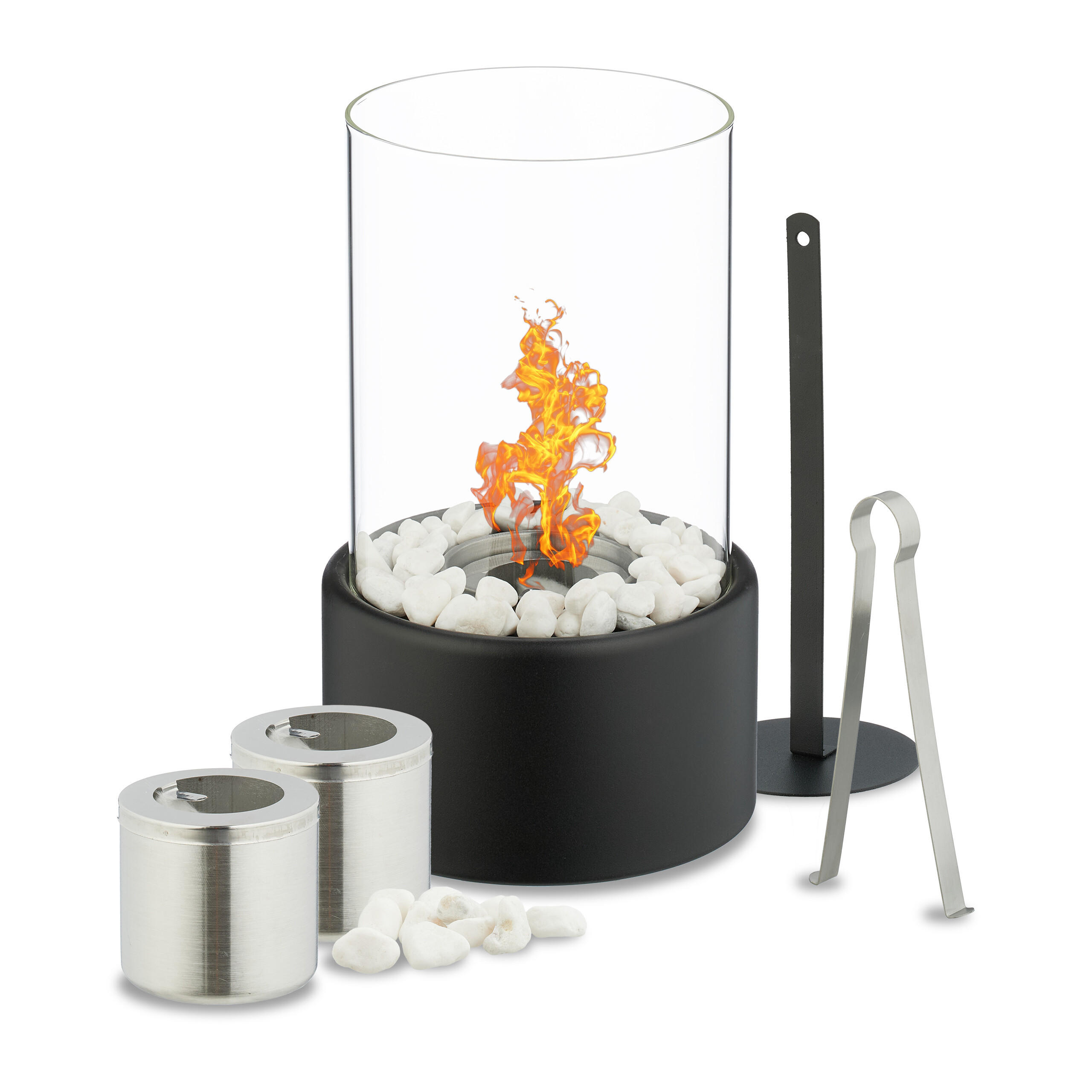 TISCHKAMIN - Multicolor, Glas/Metall (16/26.5/16cm) - Relaxdays