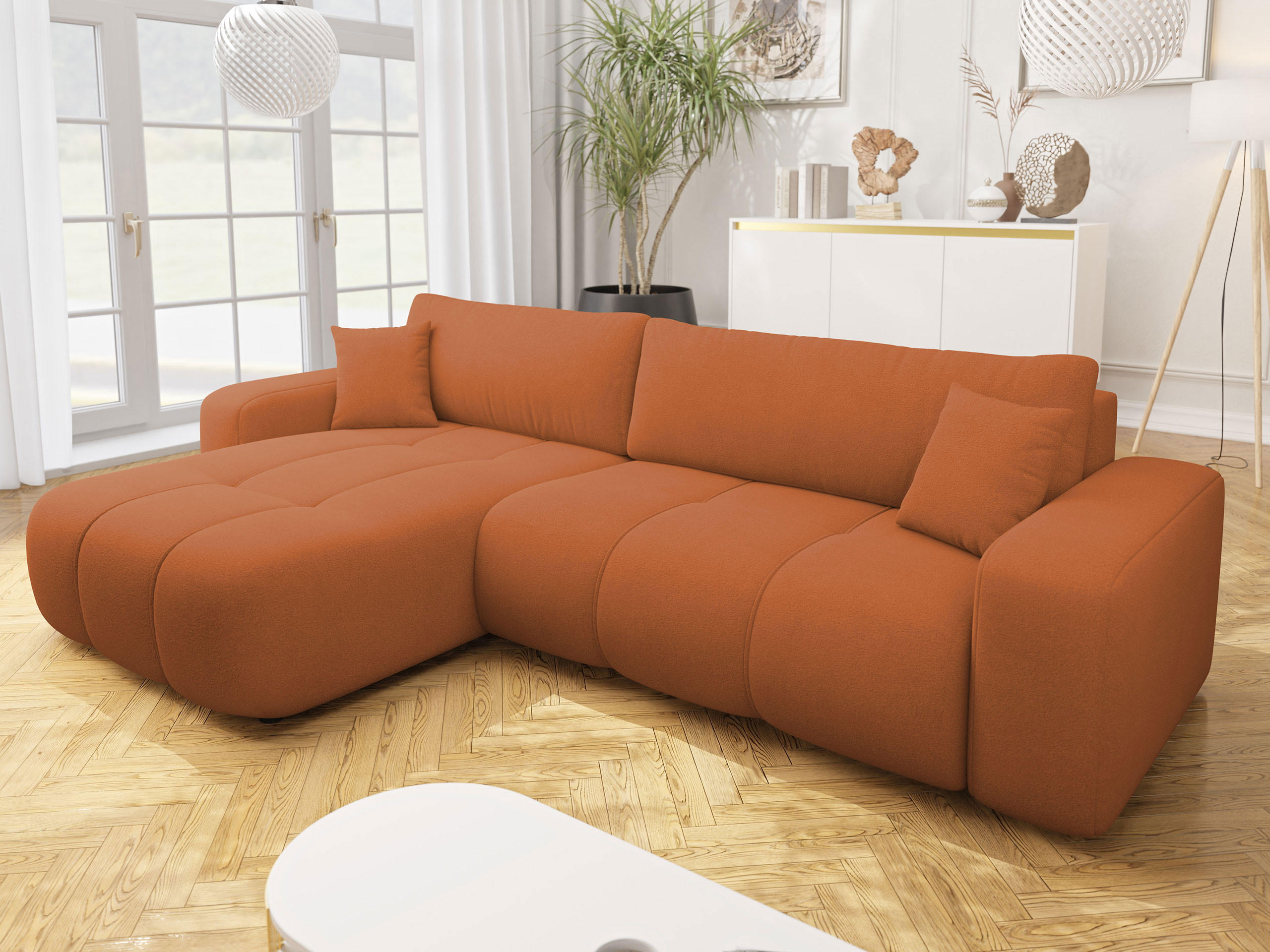 ECKSOFA Furyn Maxi - Schwarz/Orange, Holz/Kunststoff (274/145cm) - MIRJAN24