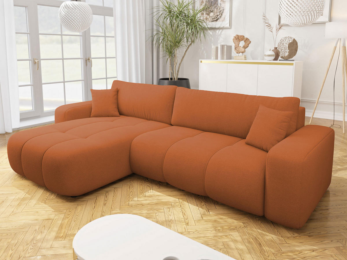 ECKSOFA Furyn Maxi - Schwarz/Orange, Holz/Kunststoff (274/145cm) - MIRJAN24