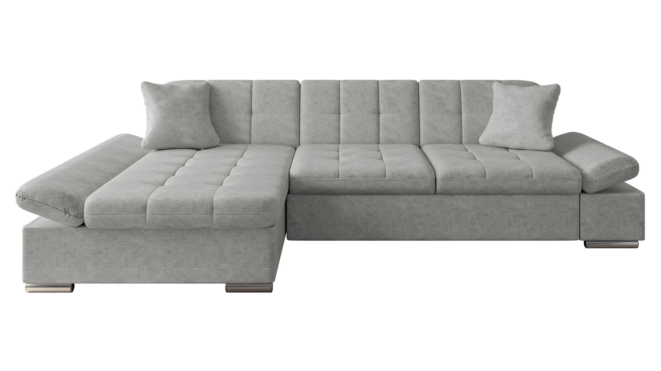 ECKSOFA Malwi, Seite: Links - Silberfarben/Hellgrau, Holz/Textil (278/161cm) - MIRJAN24