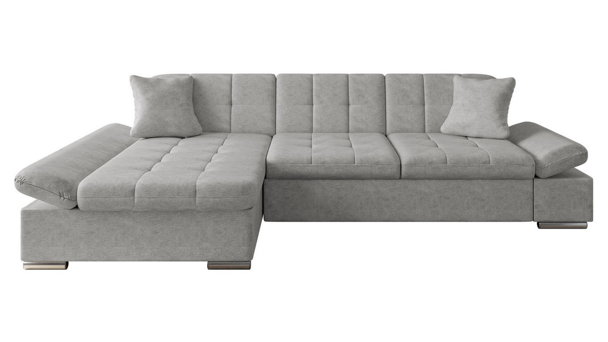 ECKSOFA Malwi, Seite: Links - Silberfarben/Hellgrau, Holz/Textil (278/161cm) - MIRJAN24