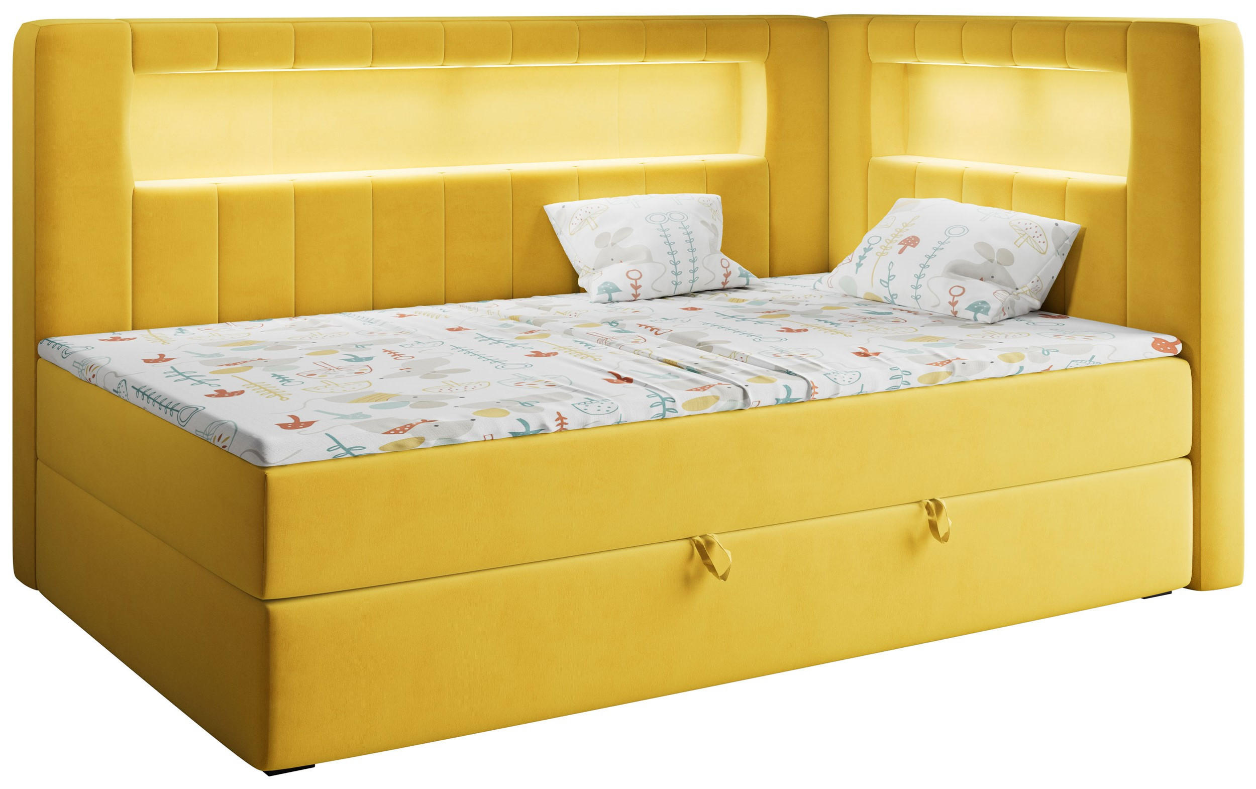 BOXSPRINGBETT JUNIOR GOLD 3 90/200 Gelb - rechte Seite - Gelb, Holz/Textil (90/200cm) - MKS