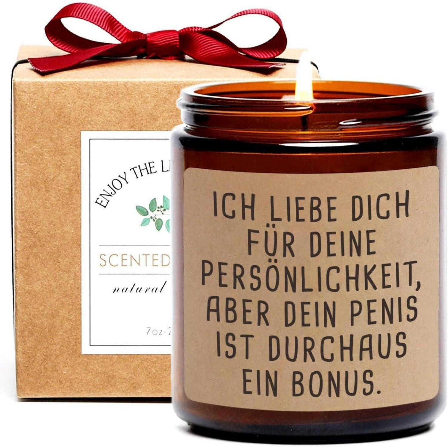 DUFTKERZE Teakholz Maskulin 100% Sojawachs Geschenkbox - Braun, Paraffin (7.5cm)