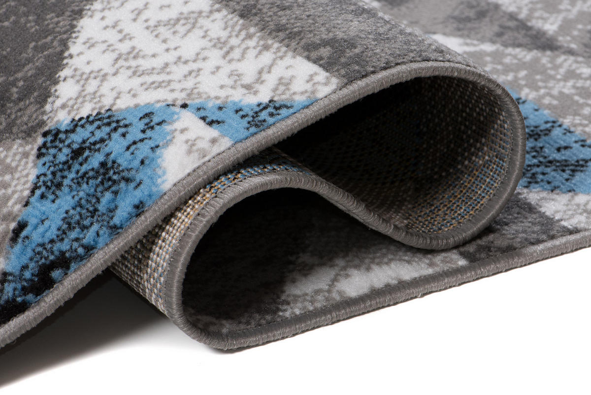 TEPPICH MAYA Blau Geometrisch Streifen Meliert 140/200 cm - Blau, Textil (140/200cm) - Tapiso