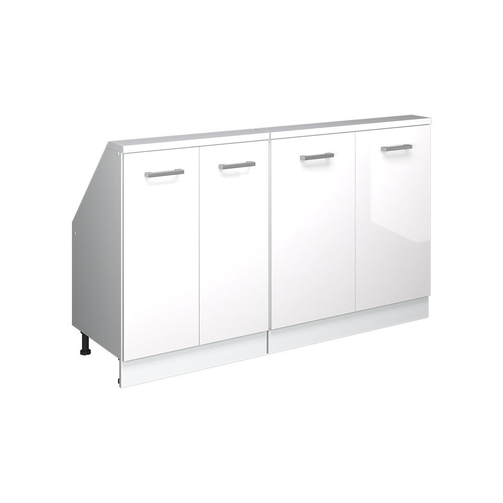 KÖKSSKÅP FÖR SLUTTANDE TAK R-Line Vit högblank 140 cm Set om 2 Vit högglans, Vit 83.8/140/46 cm