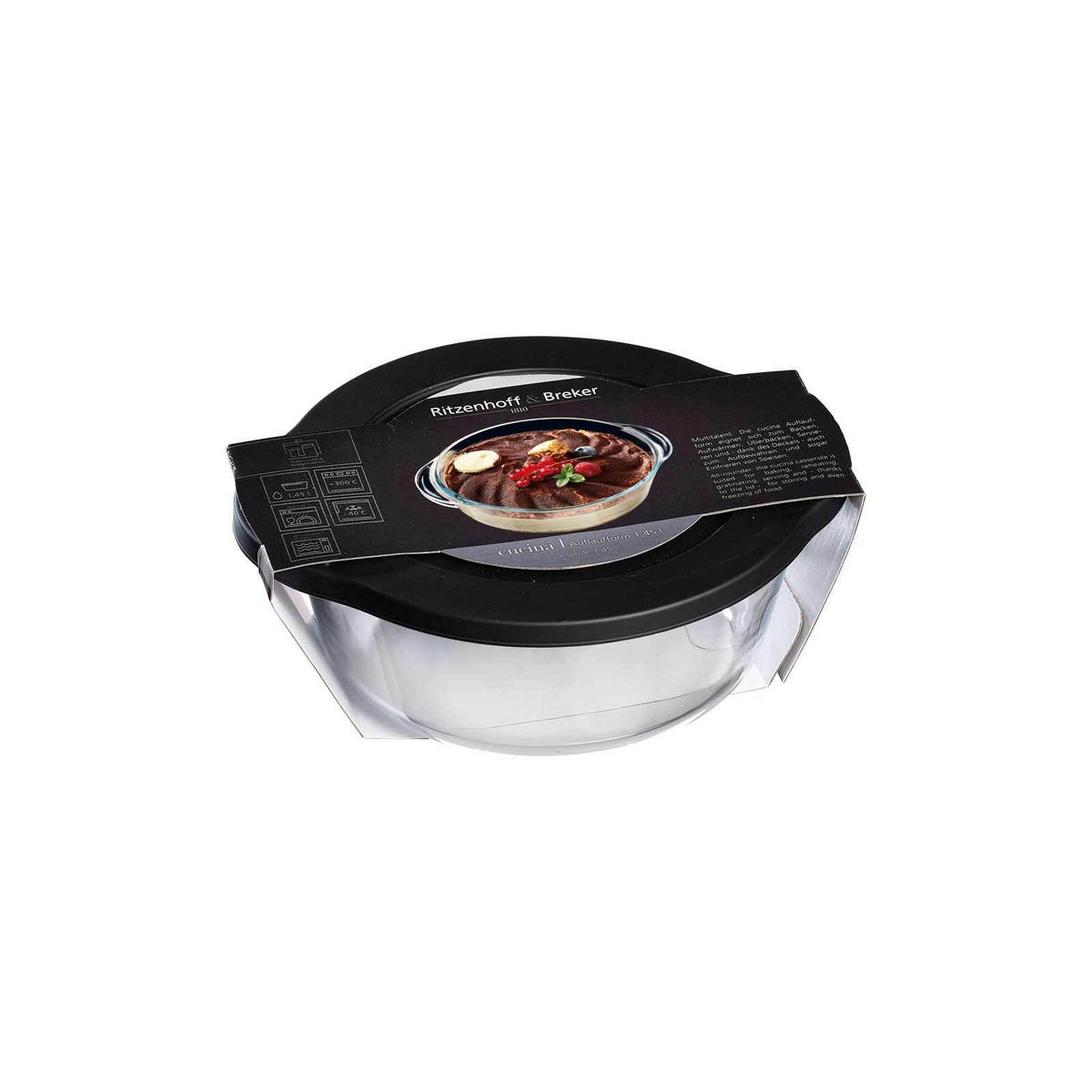 AUFLAUFFORM MIT FRISCHHALTEDECKEL Cucina schwarz 1,45 Liter - Schwarz, Glas (23/19/8cm) - Ritzenhoff Breker
