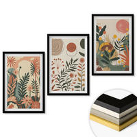 WANDBILDER 3er-Set - 40x60 cm Schwarzer Rahmen - Vintage-Pflanzenmuster in Pastellfarben - Schwarz, Kunststoff (40/60cm) - ArtPrintCave