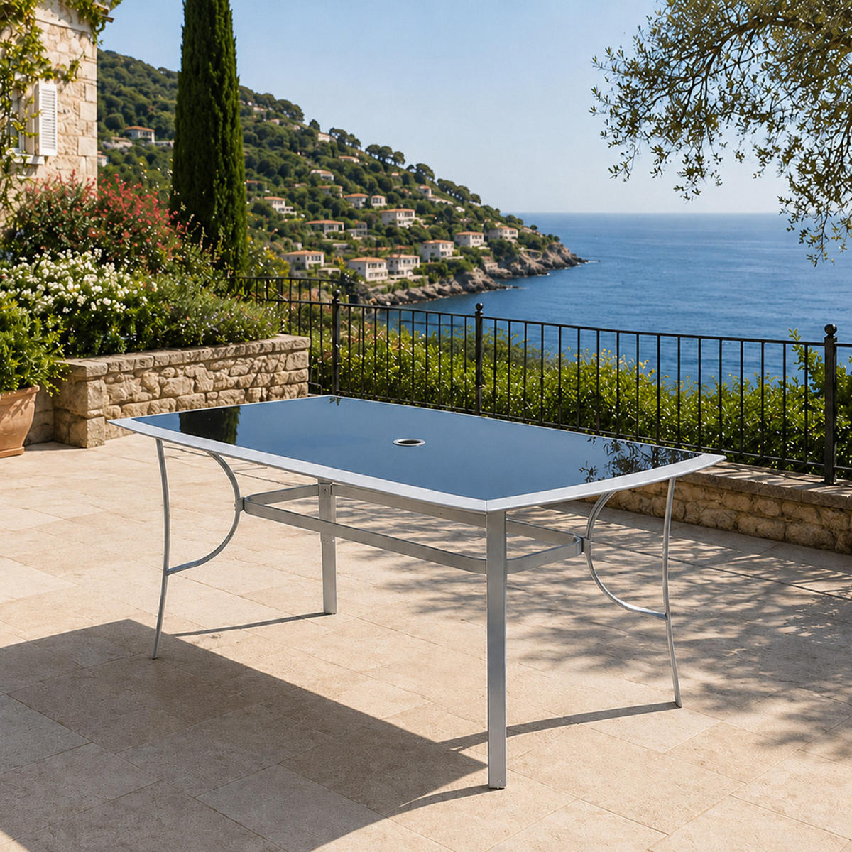 GARTENTISCH Alassio Grau 150 cm Aus Aluminium - Grau, Metall (150/90/72cm) - Concept Usine