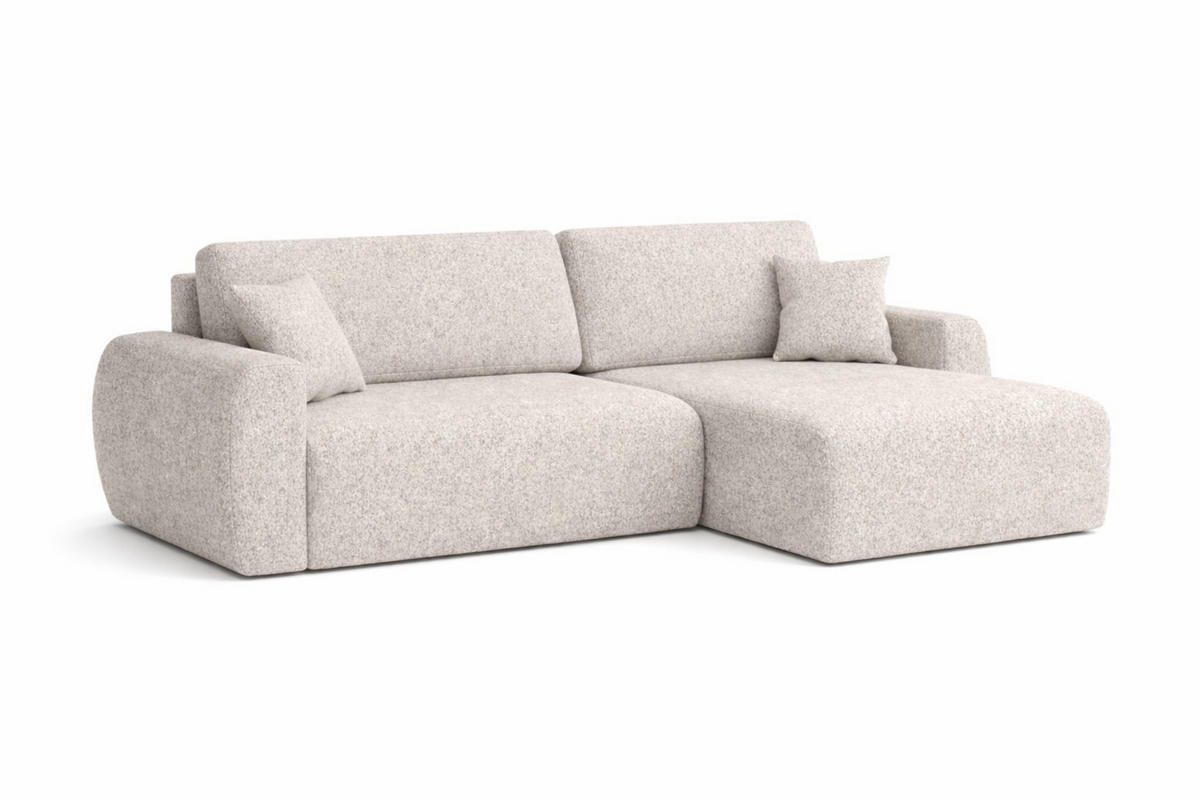 ECKSOFA Mit Schlaffunktion Ariel L, Chenille, Stoff Artico, Beige, Rechts - Beige, Holz (250/142cm) - Kaiser Möbel