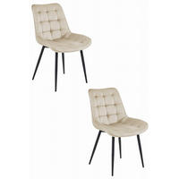 ESSZIMMERSTUHL 2-er Set BERA beiger Sitz, schwarze Beine - Beige/Schwarz, Textil (54/88/60cm) - Valora