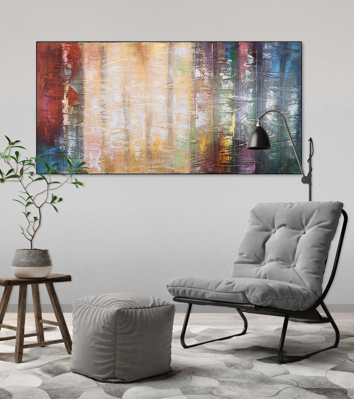 ÖLGEMÄLDE 120/60 cm - Blau/Gelb, Holz/Textil (120/60cm) - KUNSTLOFT