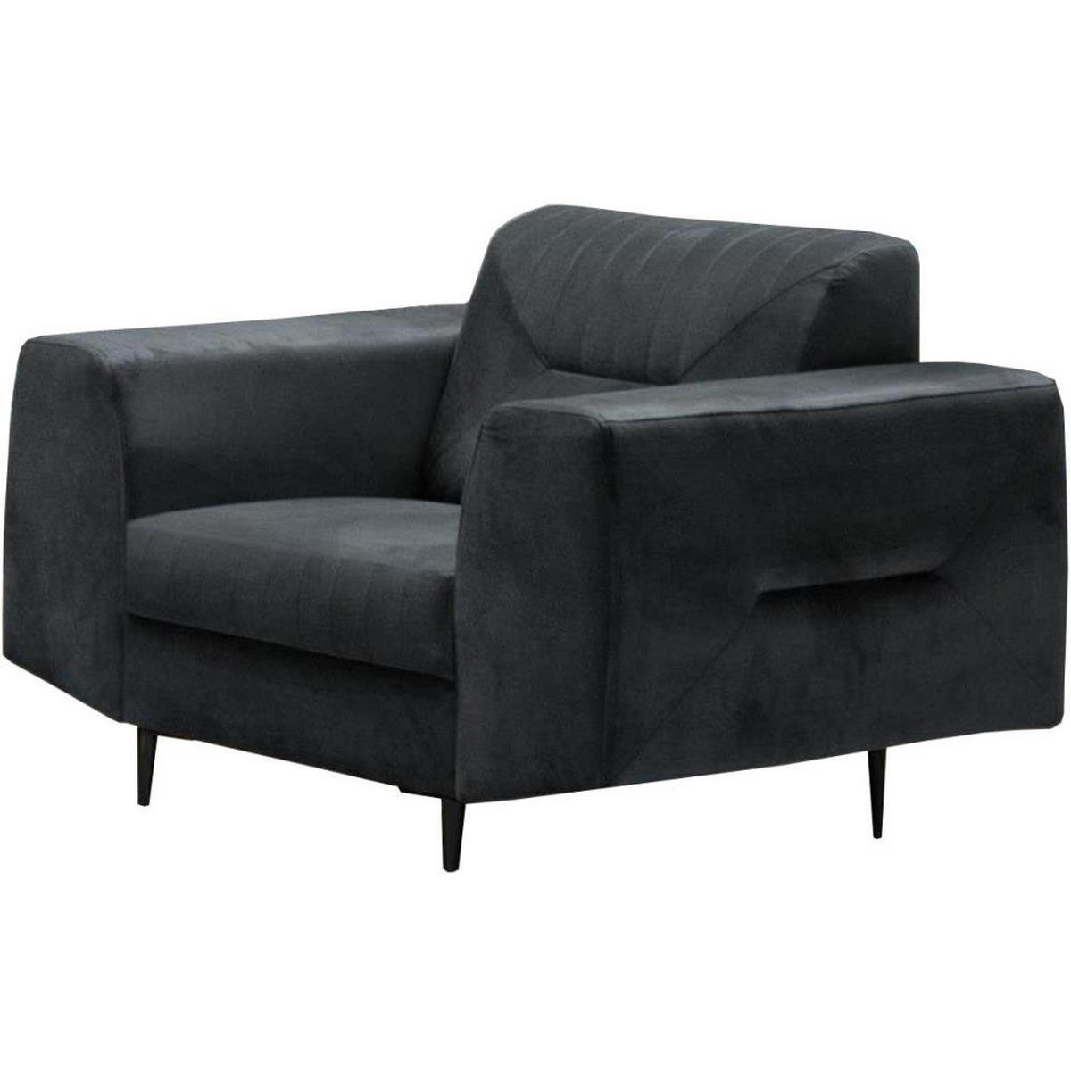 RELAXSESSEL Venezia dunkelgrau mit schwarzen Beinen - Dunkelgrau/Schwarz, Textil (112/85/94cm) - Beautysofa