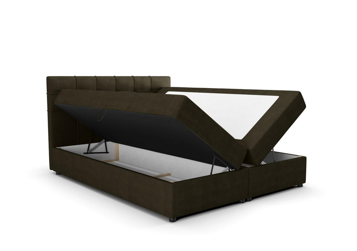BOXBETT KIDA mit Matratze H3, Bonell und Topper 160x200 Curio 39 - Dunkelgrün, Textil (160/200cm) - Bedante