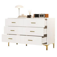 SIDEBOARD in Weiß Kommode mit 6 Schubladen, mit viel Stauraum, für Wohnzimmer & Schlafzimmer, B120/T40/H76cm - Goldfarben/Weiß, Holzwerkstoff/Metall (120/76/40cm) - STILVORA