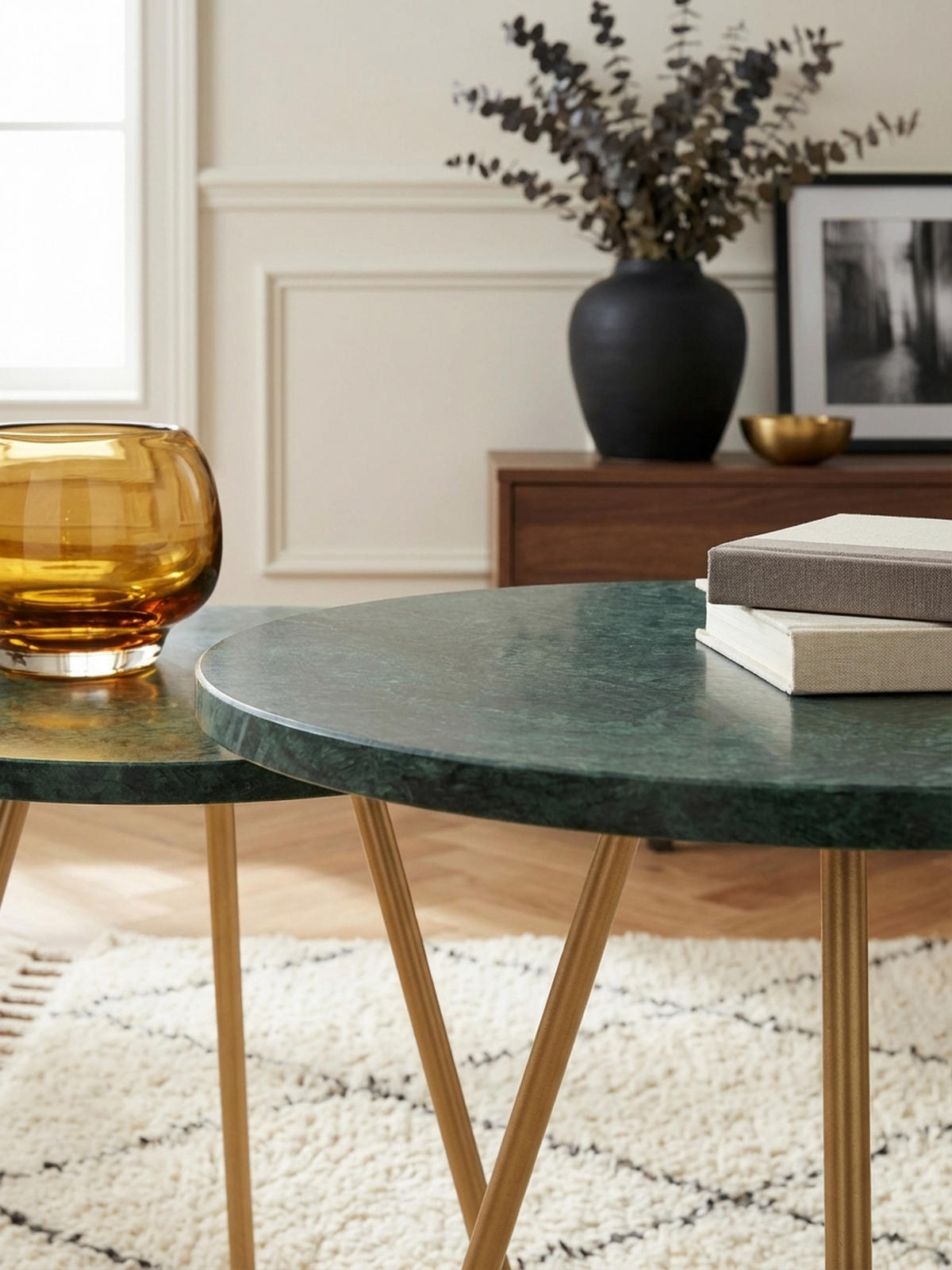 BEISTELLTISCH – Echter Marmor Grün Gold Metallbeine 38x38x44 cm - Goldfarben/Grün, Stein/Metall (38/38/44cm) - KADIMA DESIGN