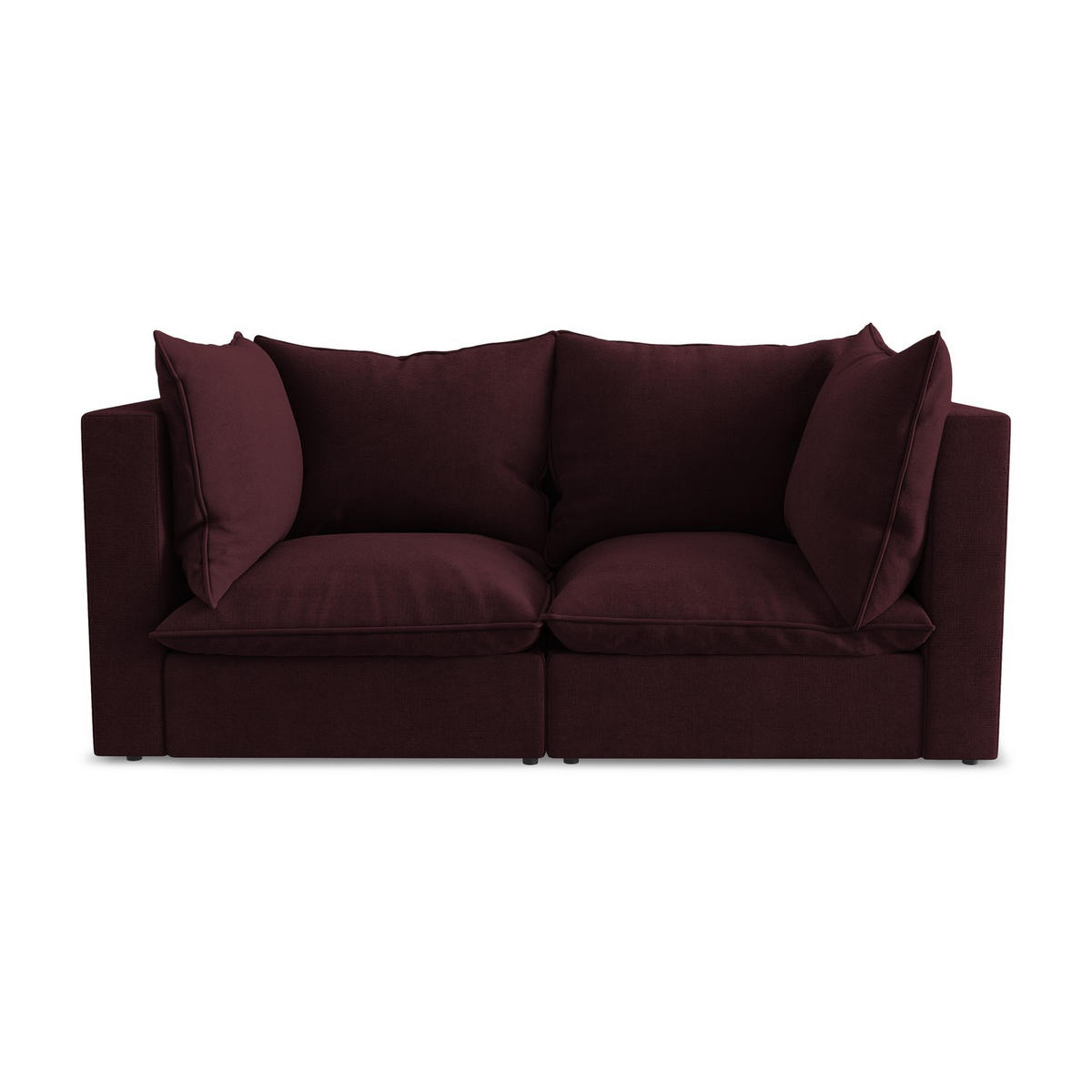 2-SITZER SOFA Strukturstoff Rot - Rotbraun/Schwarz, Holzwerkstoff/Kunststoff (180/77/90cm) - LaMiaSofa