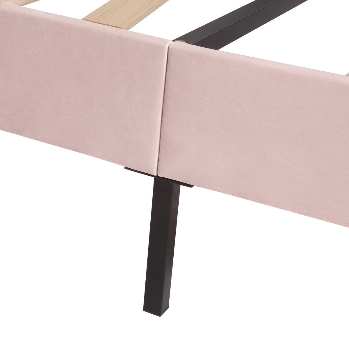 POLSTERBETT aus Samt 140x200 cm in Rosa mit Lattenrost & verstellbarem Kopfteil - Rosa, Textil (140/200cm) - Modfu