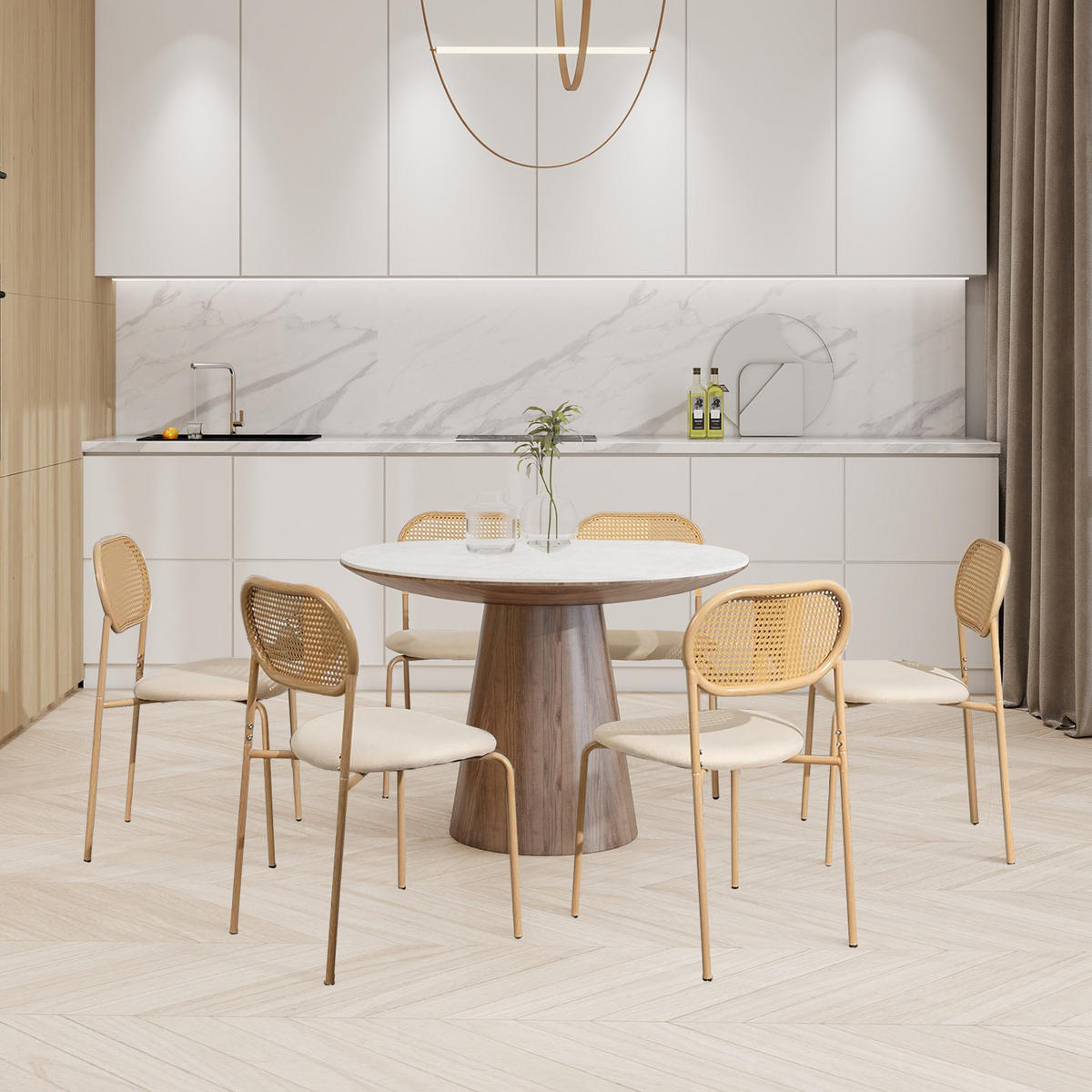 ESSZIMMERSTUHL 2er Set Rattan Metall Holzfarben - Naturfarben, Holz (48/80.5/44.5cm) - LEBENLANG