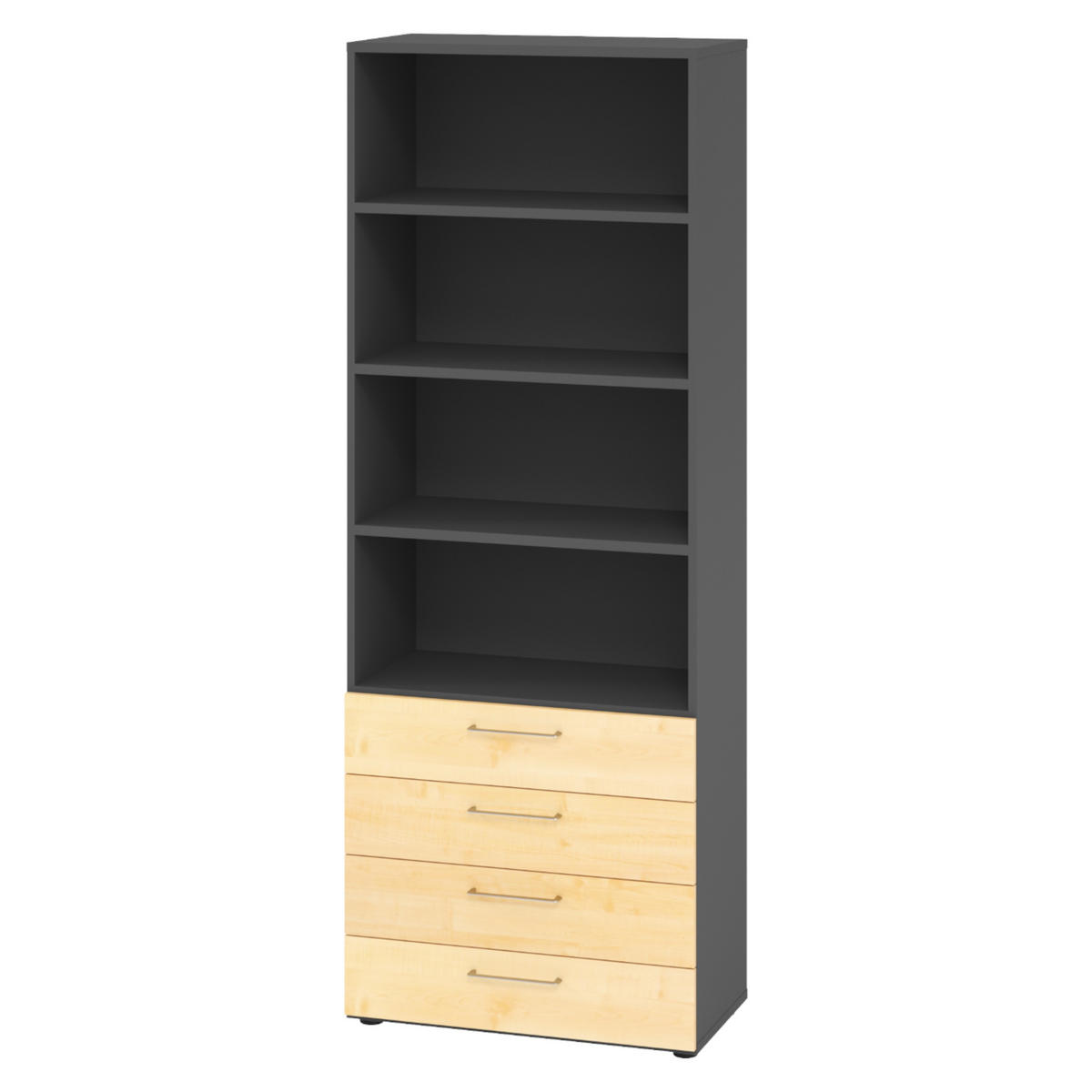 REGAL - 4 Schübe 42/80/215,6 cm in Graphitfarben/Ahornfarben - Ahornfarben/Graphitfarben, Holzwerkstoff (80/215.6/42cm) - bümö