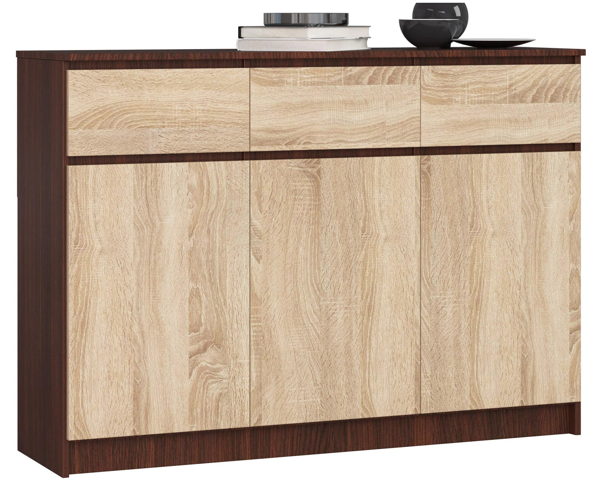 KOMMODE Dunkelbraun, Eiche Sonoma 99/138/40 - Dunkelbraun, Holzwerkstoff (138/99/40cm) - RAUMHIRSCH FURNITURE