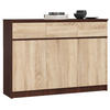 KOMMODE Dunkelbraun, Eiche Sonoma 99/138/40 - Hellbraun, Holzwerkstoff (138/99/40cm) - RAUMHIRSCH FURNITURE