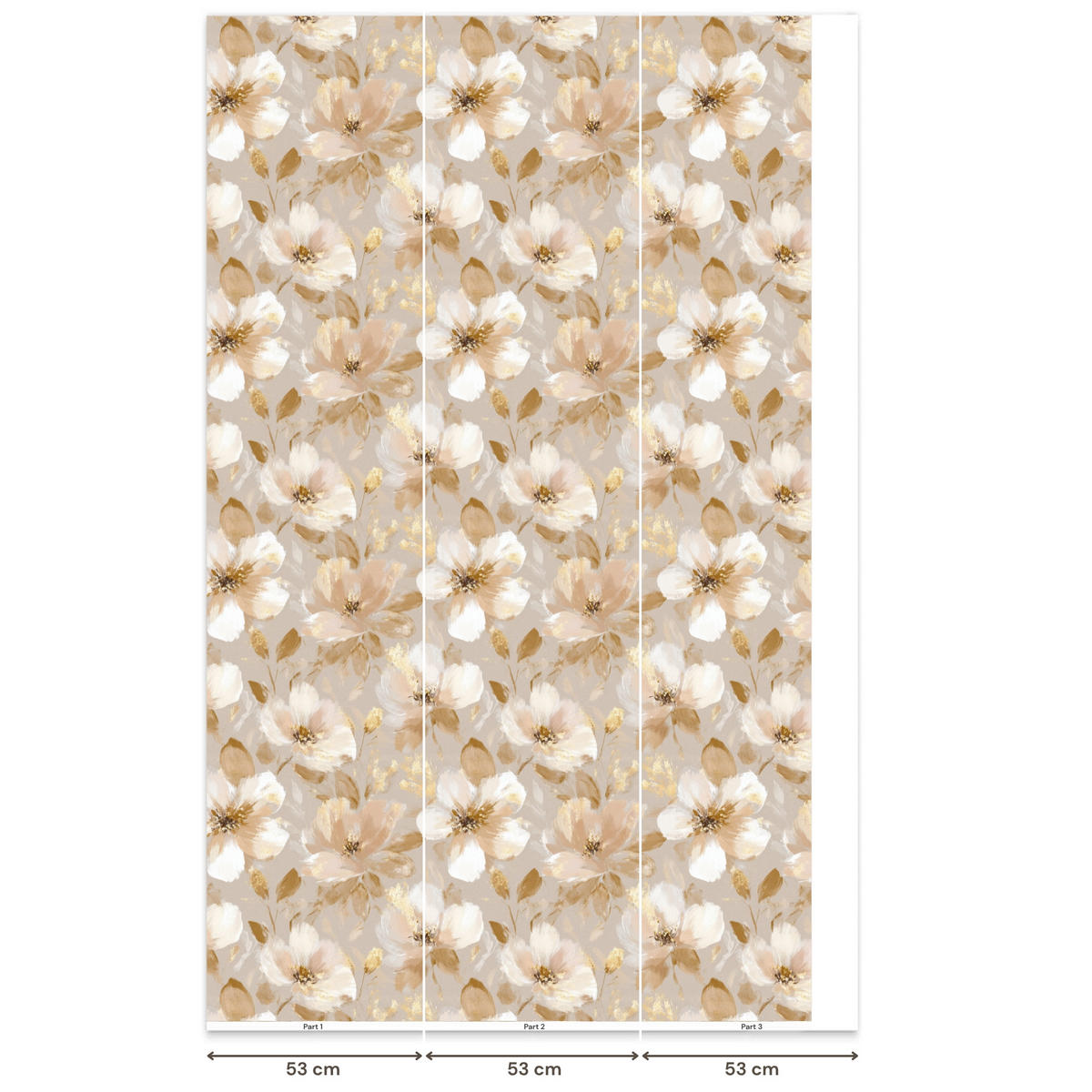 TAPETE - Blumen - künstlerisch - Gold - 160x260 cm - Beige, Papier (160/260cm) - OnlyWow
