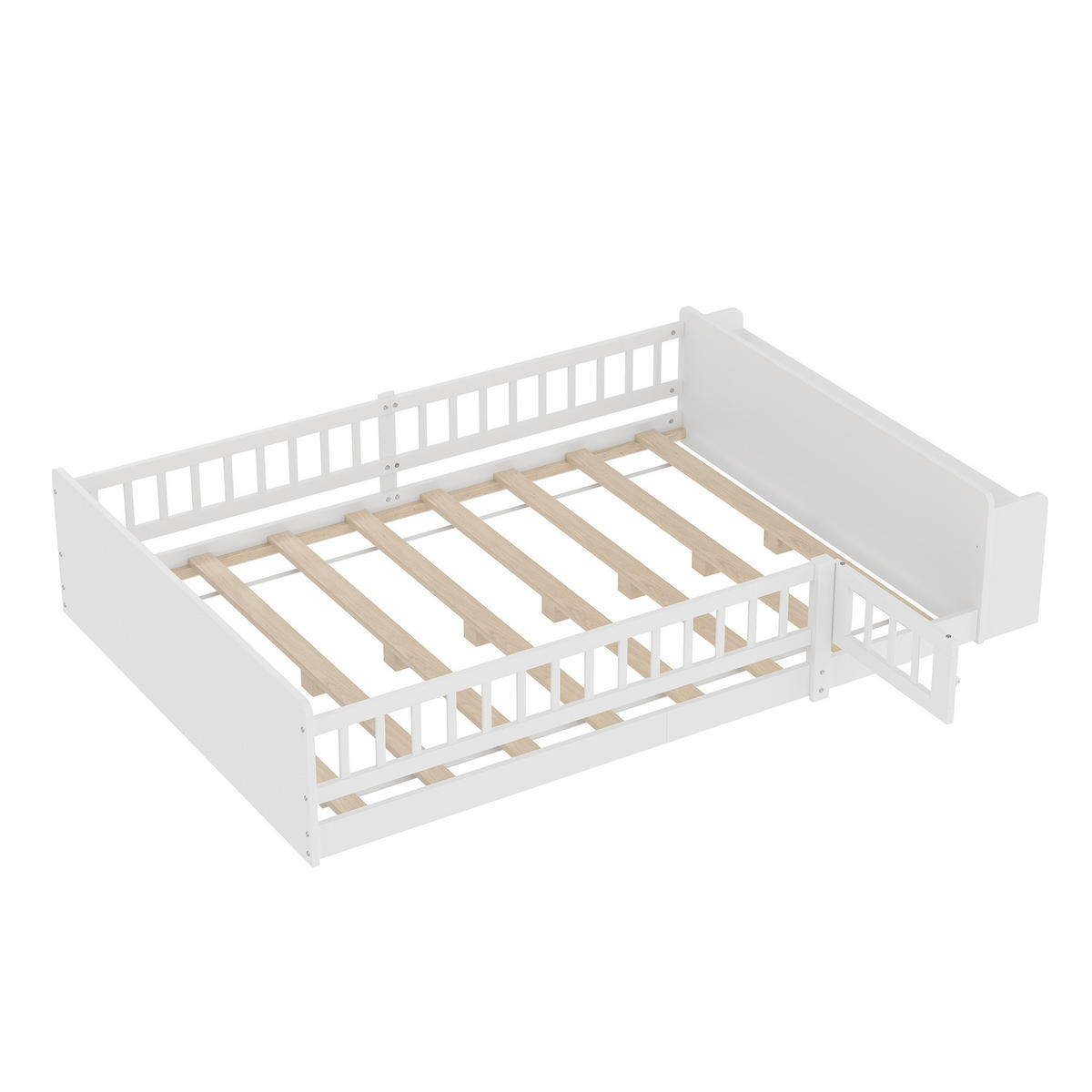 KINDERBETT 140 x 190cm, Kiefernholz, zu öffnendes Gehäuse, ohne Matratze, weiß - Weiß, Holz (140/190cm) - KOMHTOM