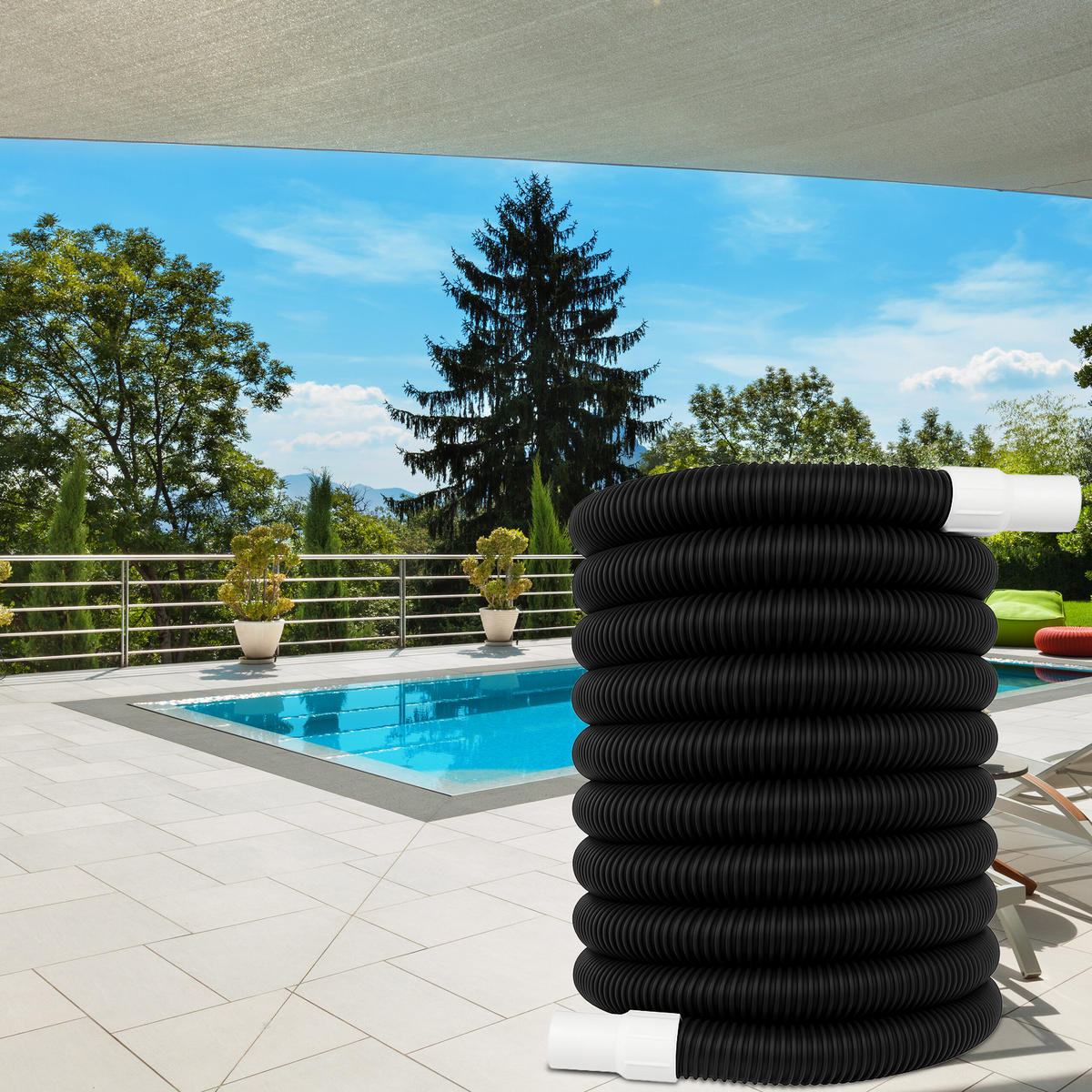 POOLSCHLAUCH - Schwarz, Kunststoff (3.2cm) - Relaxdays