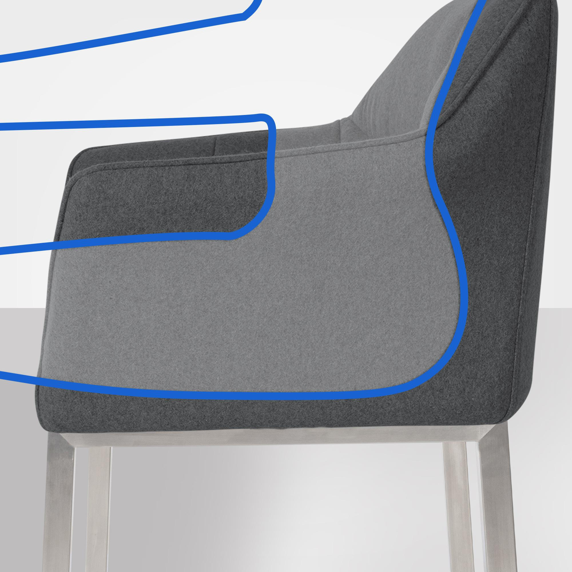 BARHOCKER Filz Anthrazit - Edelstahlfarben/Anthrazit, Textil/Metall (64/110/48cm) - CLP