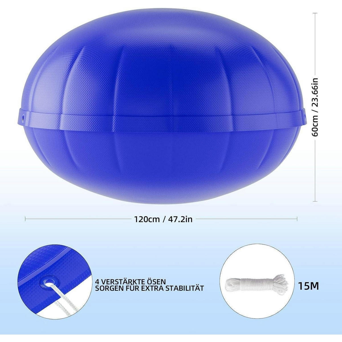 POOLKISSEN 120 x 120 cm Winter Luftkissen Rund - Blau, Kunststoff (120/120cm)