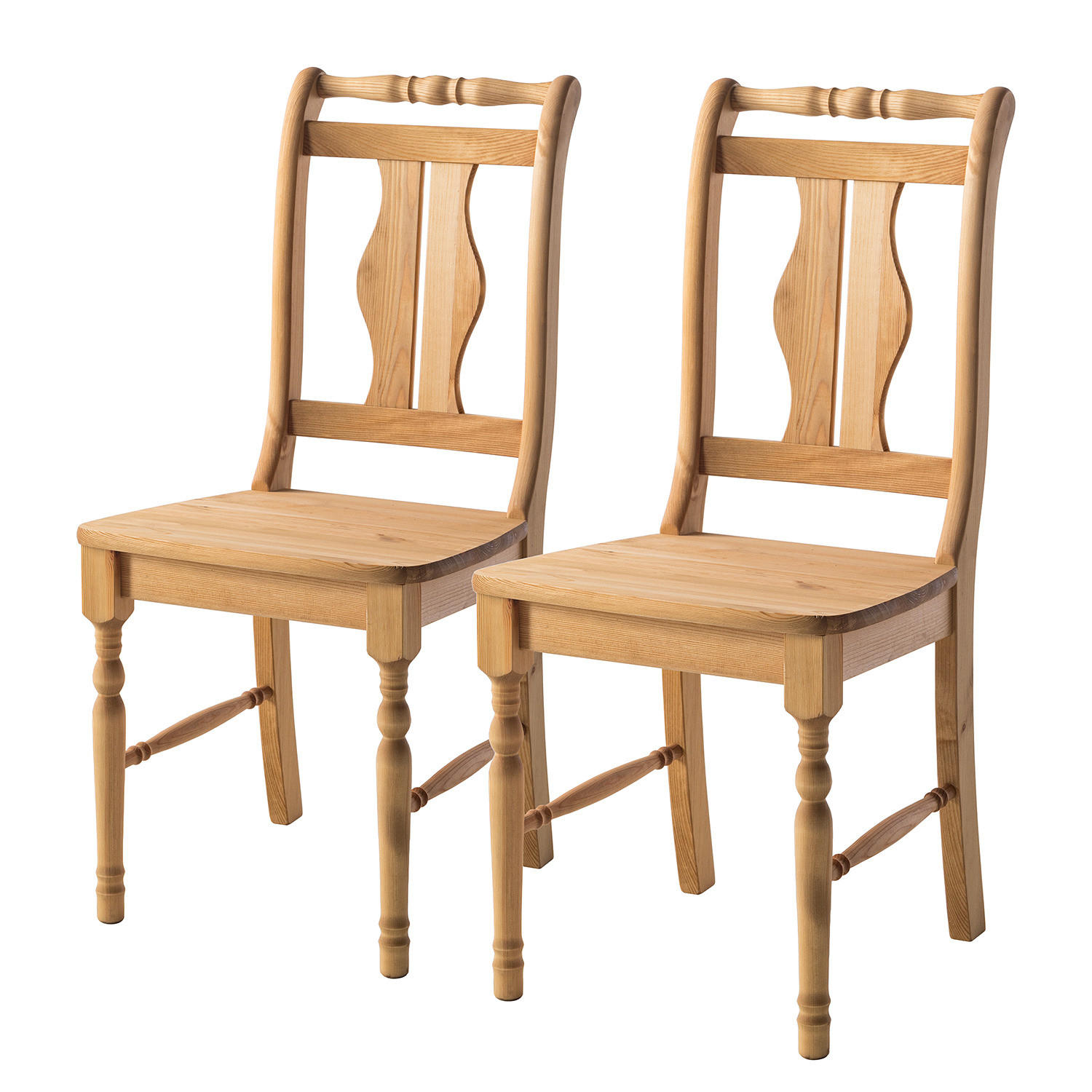 ESSZIMMERSTUHL - Kiefer massiv, 2er-Set - Kieferfarben, Holz (45/95/44cm) - home24
