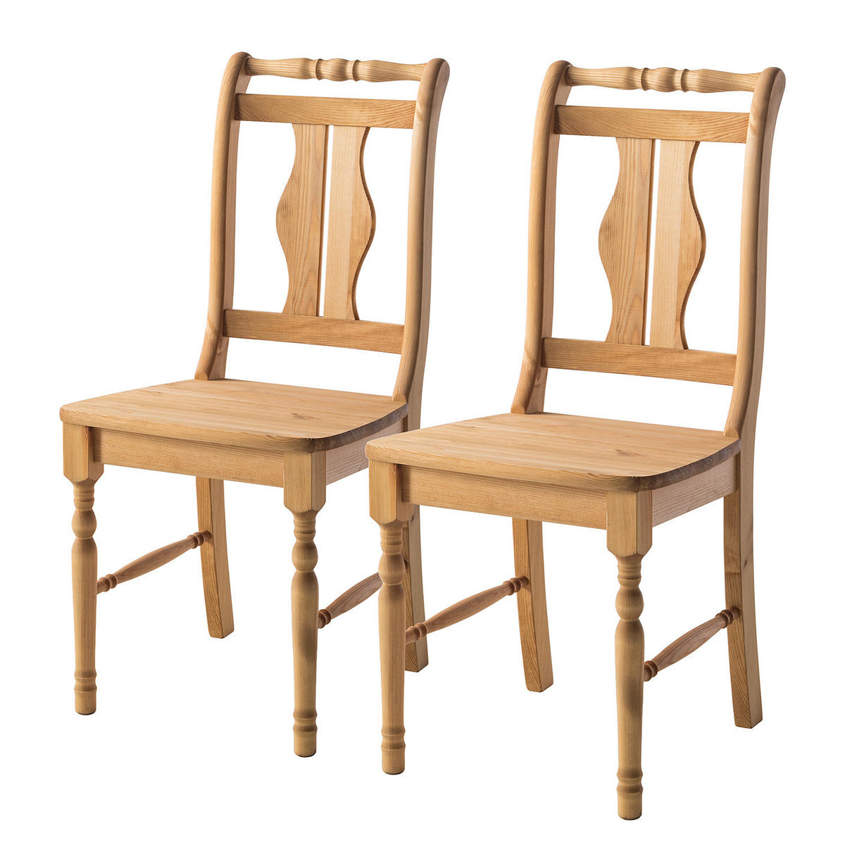 ESSZIMMERSTUHL - Kiefer massiv, 2er-Set - Kieferfarben, Holz (45/95/44cm) - home24