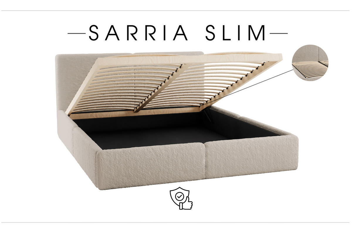 POLSTERBETT Doppelbett Sarria Slim Beige (Anthology 02) 140x200 cm - Beige, Textil (140/200cm) - Meblito