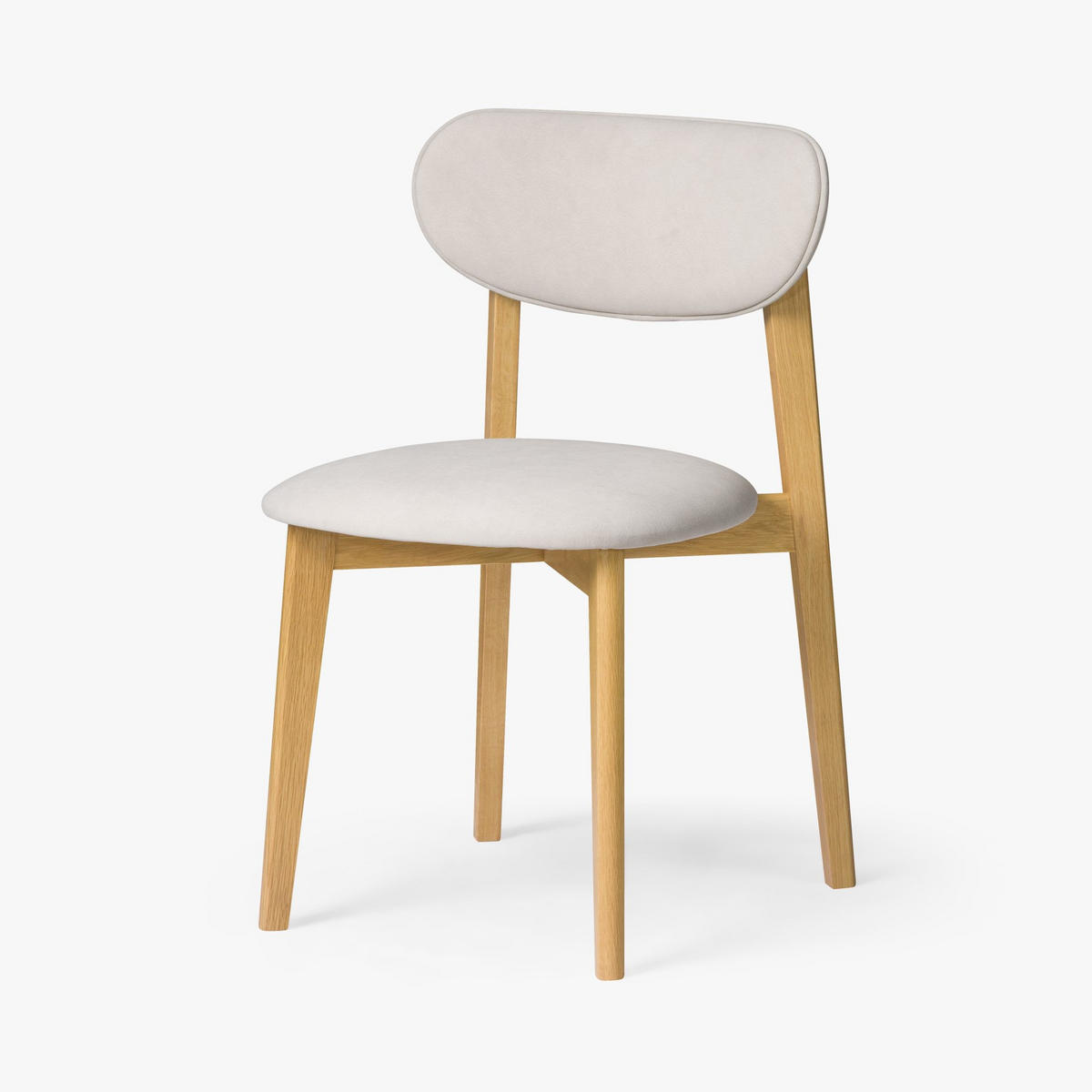 ESSZIMMERSTUHL Theo 2er Set, Natur Eiche + beiger Stoff - Creme, Holz (48.5/79/53.2cm) - WOODEK