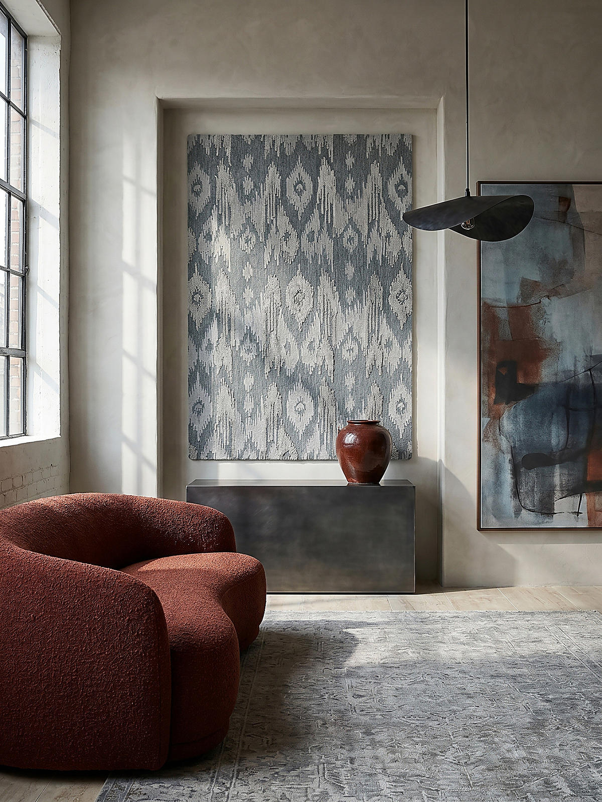 WOLLTEPPICH SOAR, im Ethno-Stil, Blau, 160 x 230 cm - Blau, Textil (230/160cm) - KADIMA DESIGN