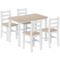 ESSGRUPPE Kiefernholz Natur Weiß - Naturfarben/Weiß, Holz (65/75/108cm) - HOMCOM