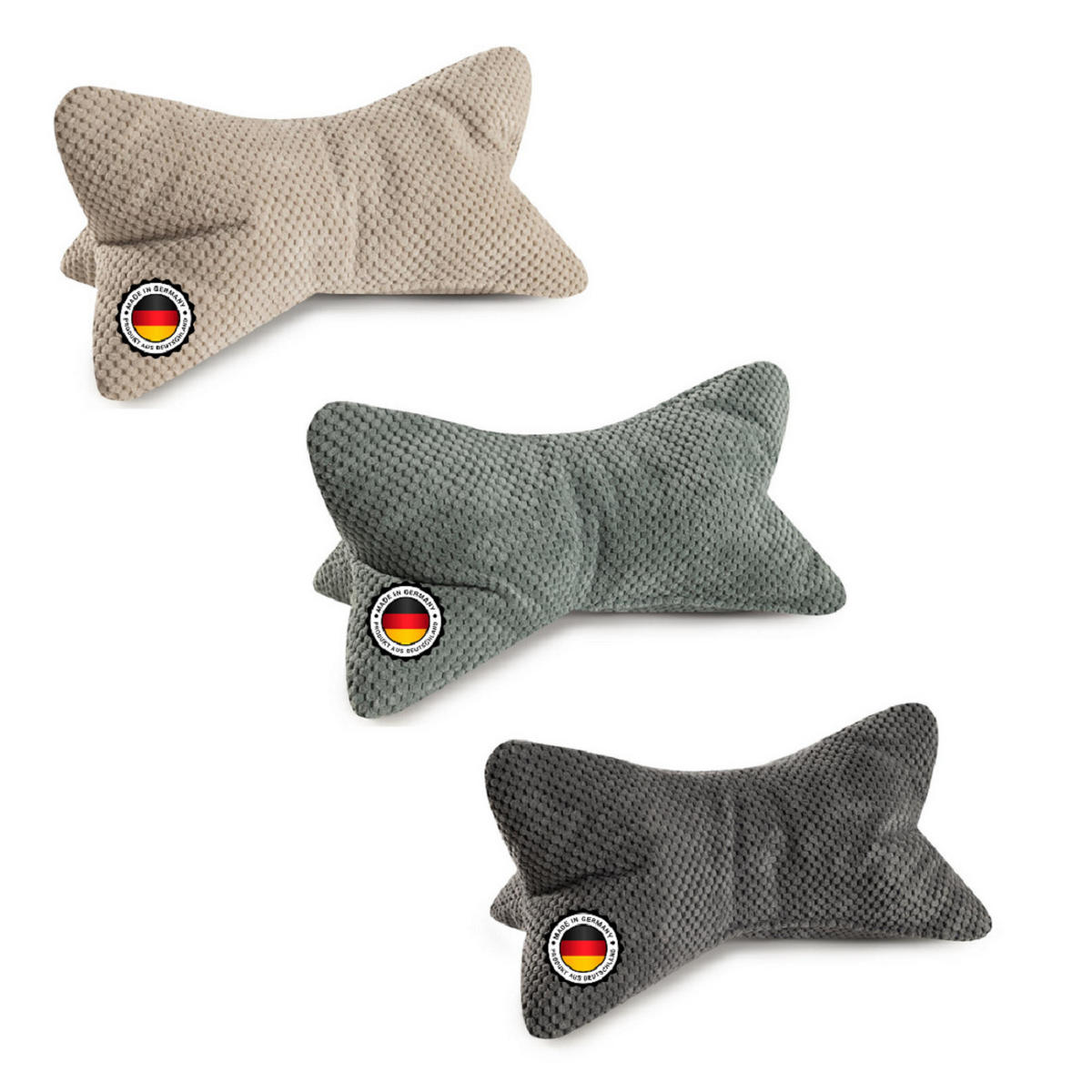 KISSEN Leseknochen Ole 3er Set - Salbeigrün/Dunkelgrau, Textil (22/42cm) - Bonvionn