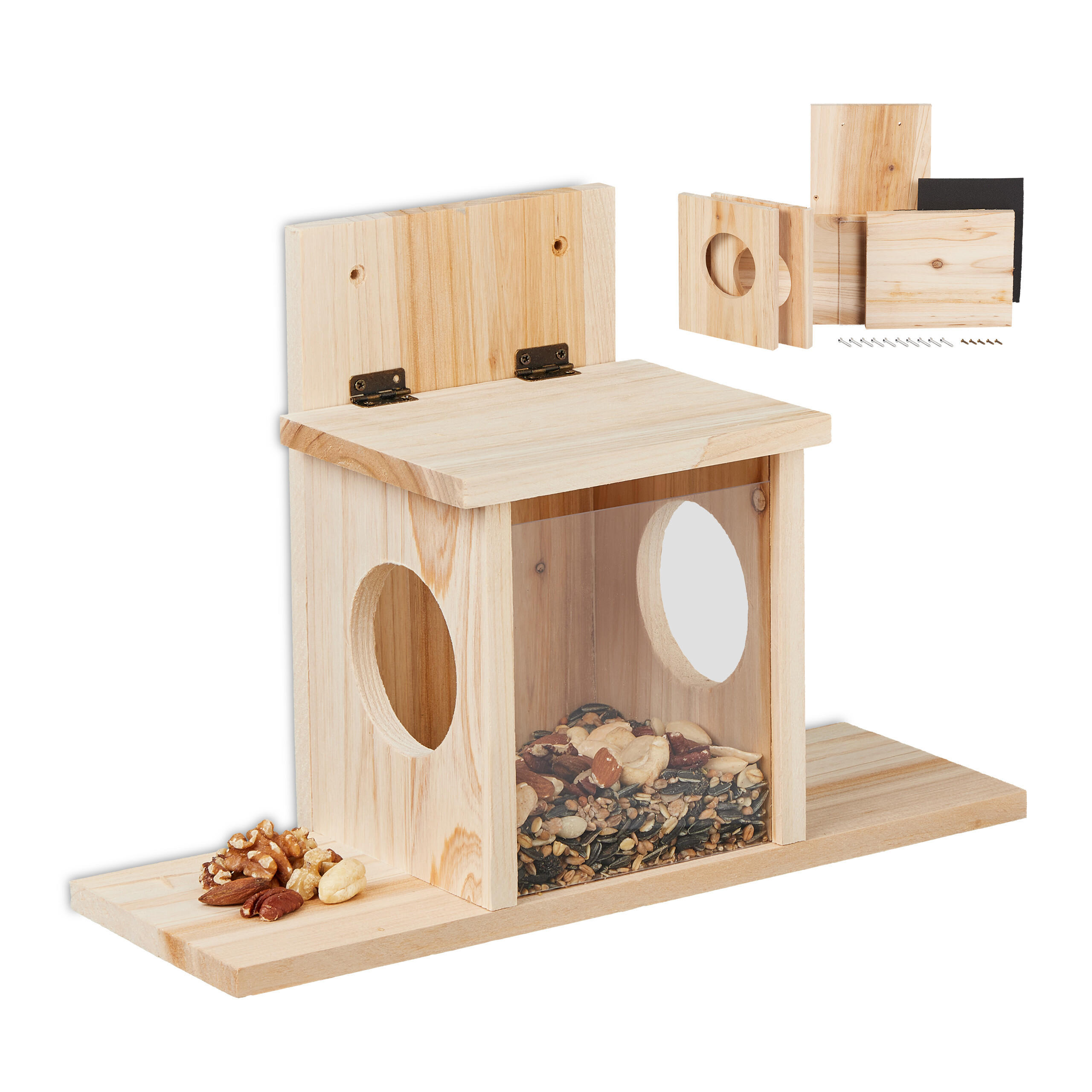 HRĂNITOARE Natural kit de asamblare pentru veverițe lemn de brad