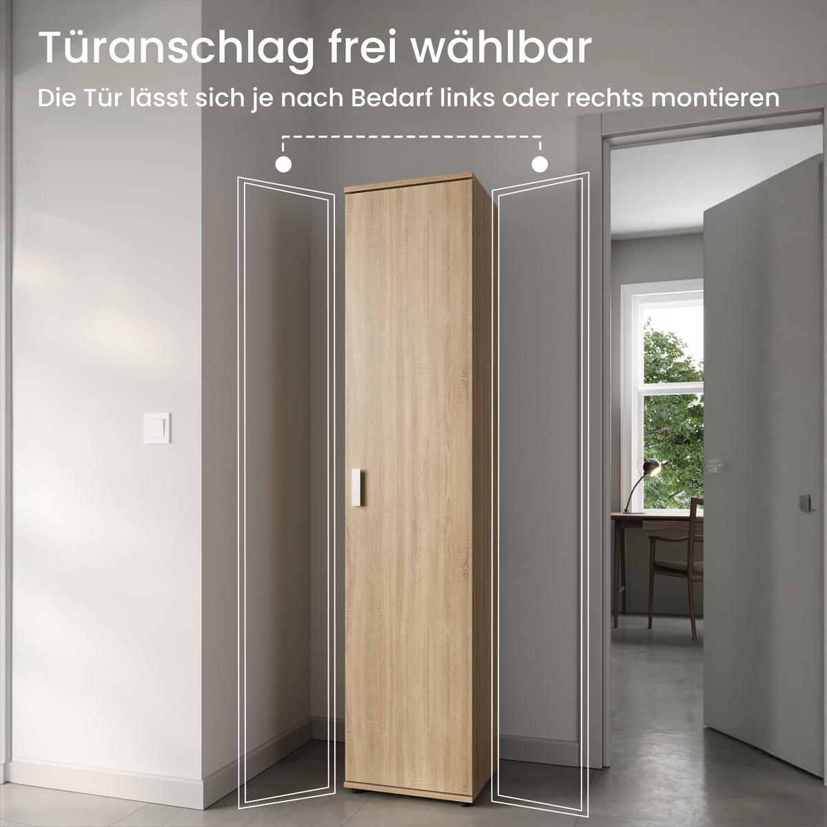 MEHRZWECKSCHRANK mit 1 Tür & 4 Einlegeböden in Sonoma Eiche - Sonoma Eiche, Holzwerkstoff (40/184/35cm) - Home Collective