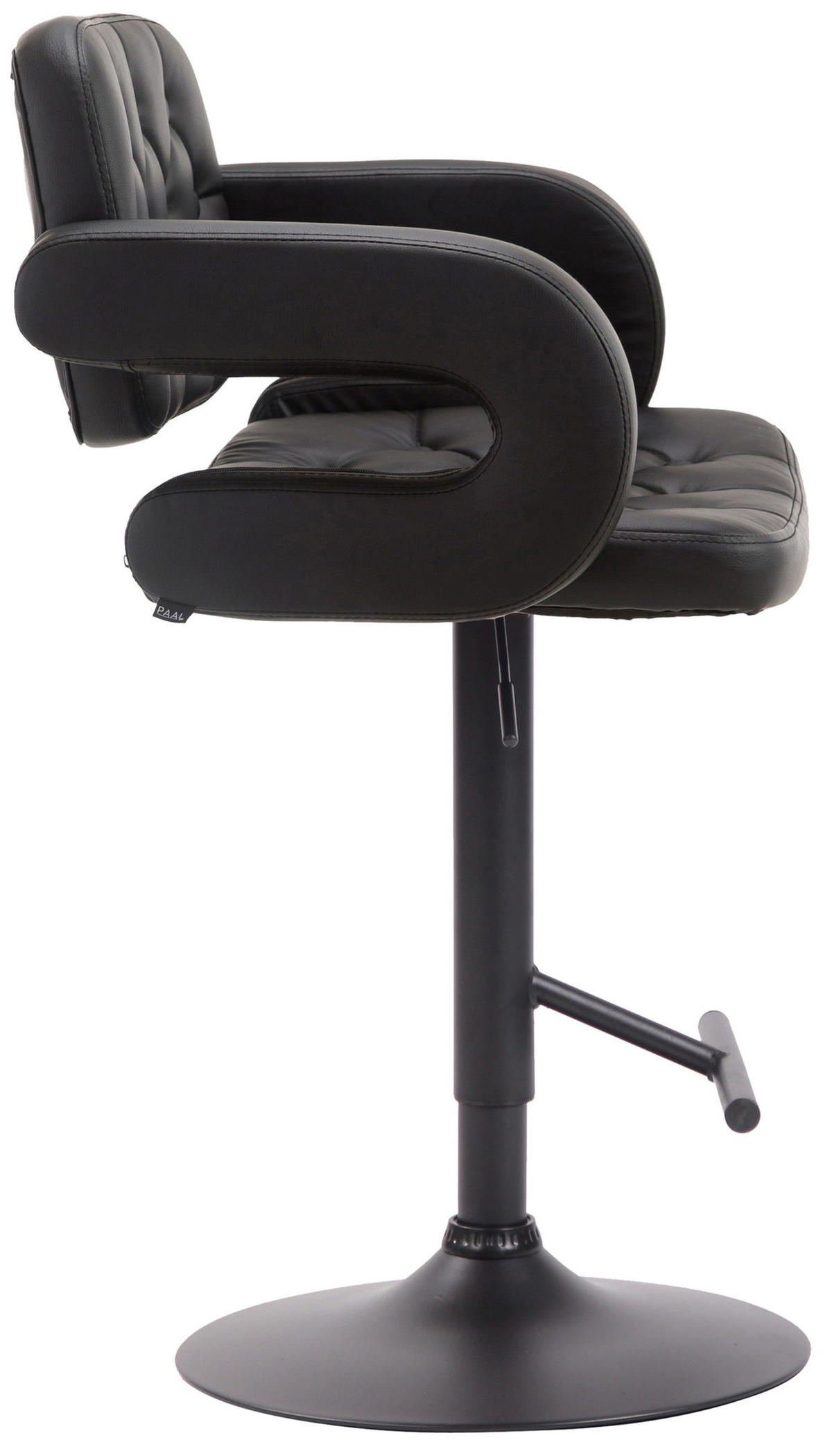 BARHOCKER Dubai, Gestell schwarz, Kunstleder schwarz, - Schwarz, Kunststoff/Textil (52/100/55cm) - TPFLiving