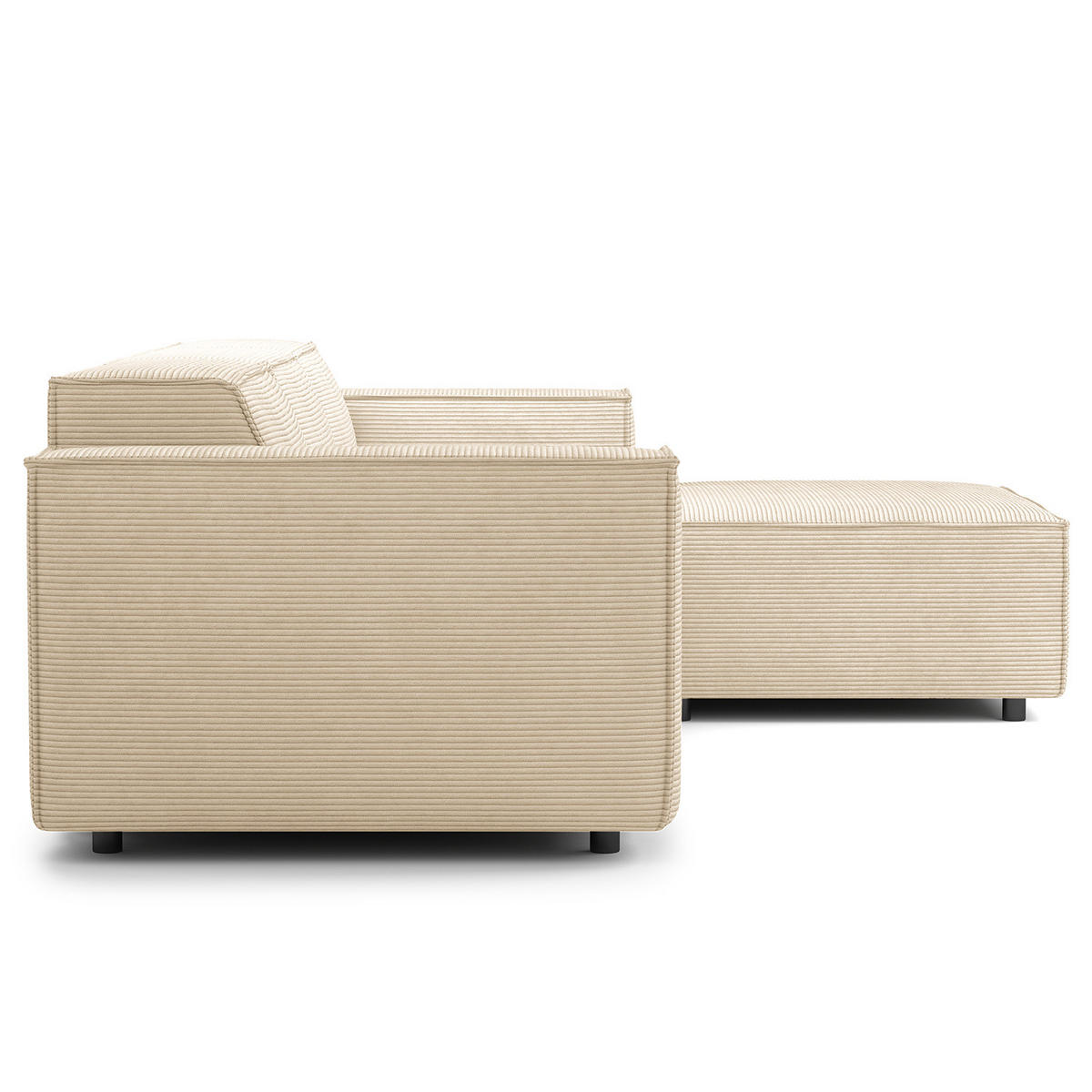 ECKSOFA mit Longchair - Beige/Schwarz, Kunststoff/Textil (260/177cm) - home24