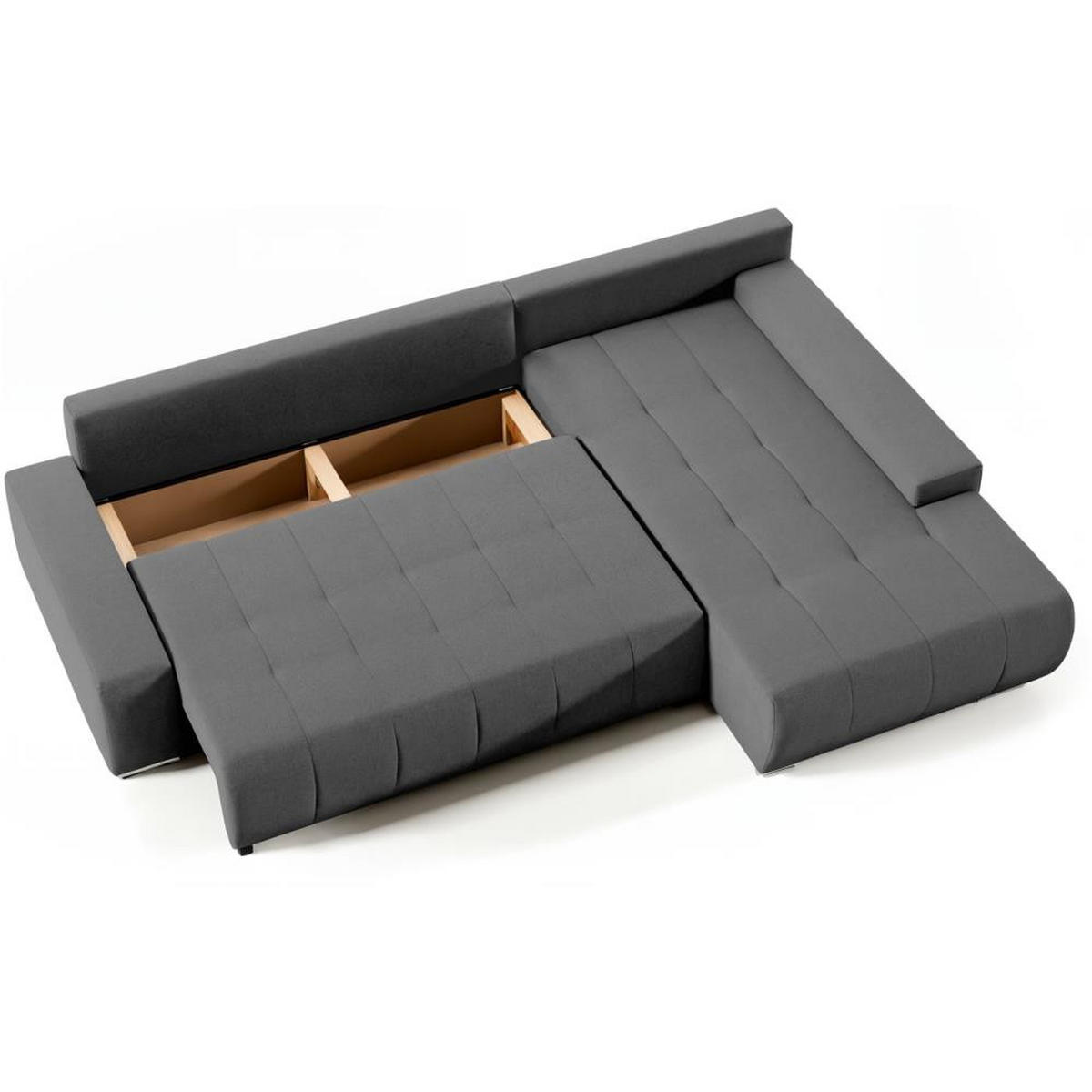 ECKSOFA Draco L dunkelgrau rechts - Chromfarben/Dunkelgrau, Textil/Metall (267/186cm) - Beautysofa