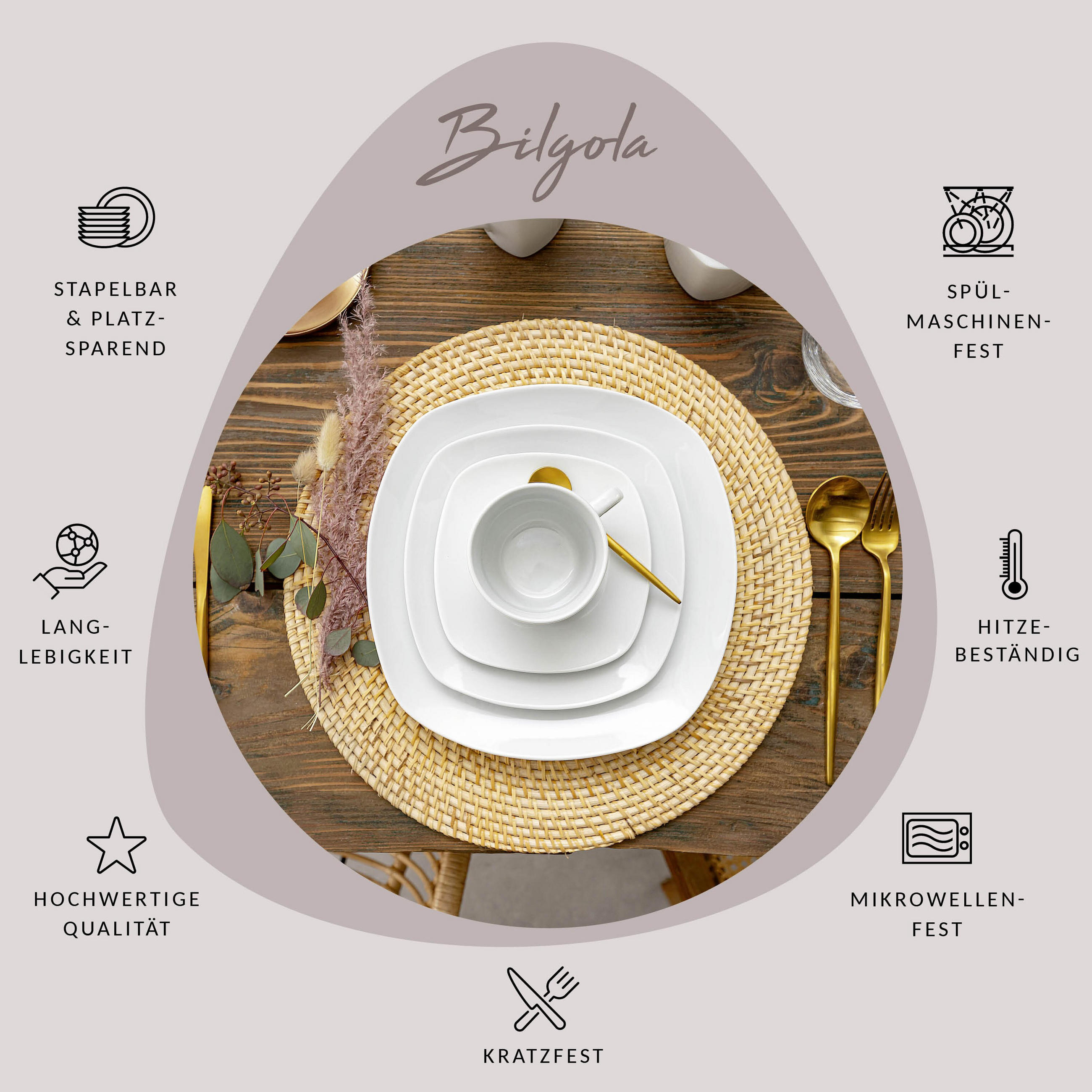 KAFFEEBECHER SET BILGOLA - 6 teilig aus Porzellan - Weiß, Keramik (32.5/18.5/22.5cm) - Sänger