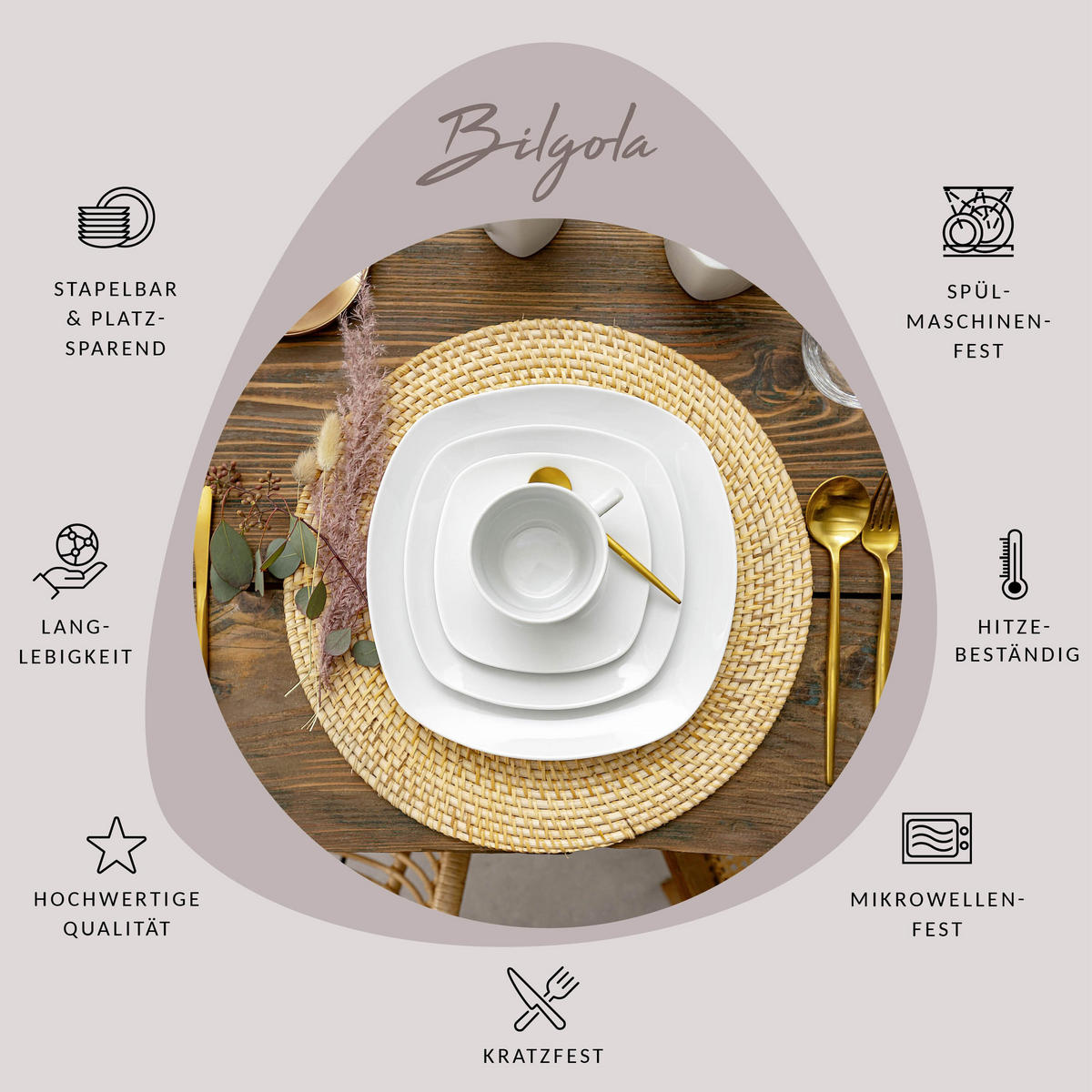 KAFFEEBECHER SET BILGOLA - 6 teilig aus Porzellan - Weiß, Keramik (32.5/18.5/22.5cm) - Sänger