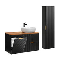 BADMÖBEL 100.8cm Adriel 2er-Set Schwarz und Holz - Schwarz, Holzwerkstoff (100.8/59/46cm) - Petits-meubles