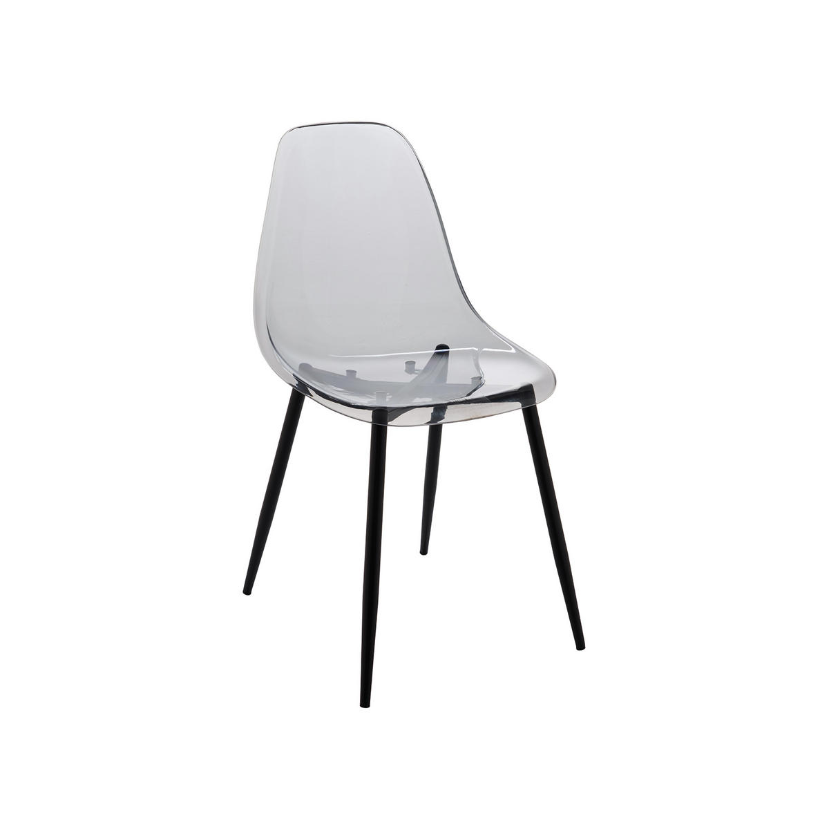 STUHL-SET 6 Stück Plastik Grau 53 x 46 x 81 cm - Schwarz, Metall (53/81/45.5cm) - DMORA